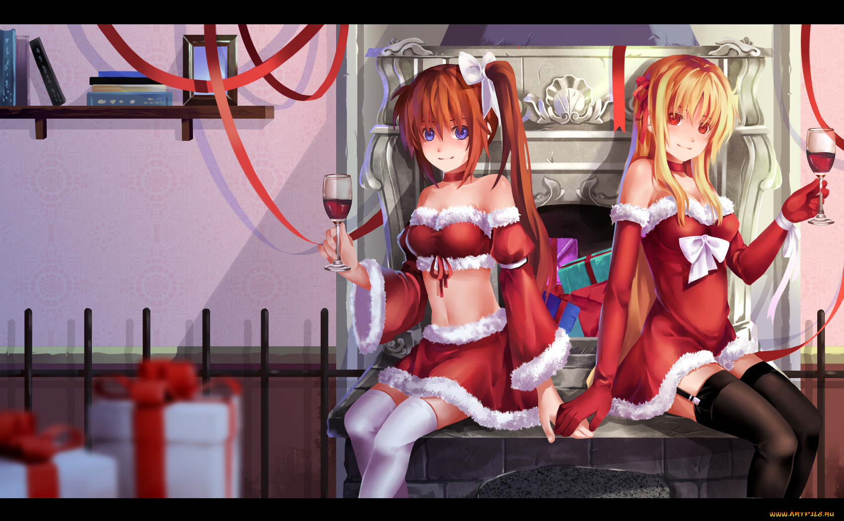 аниме, mahou, shoujo, lyrical, nanoha, merry, chrismas, ahou, fate, testarossa, takamachi