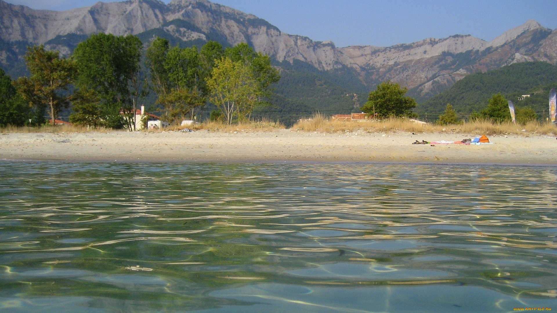 природа, побережье, горы, деревья, пляж