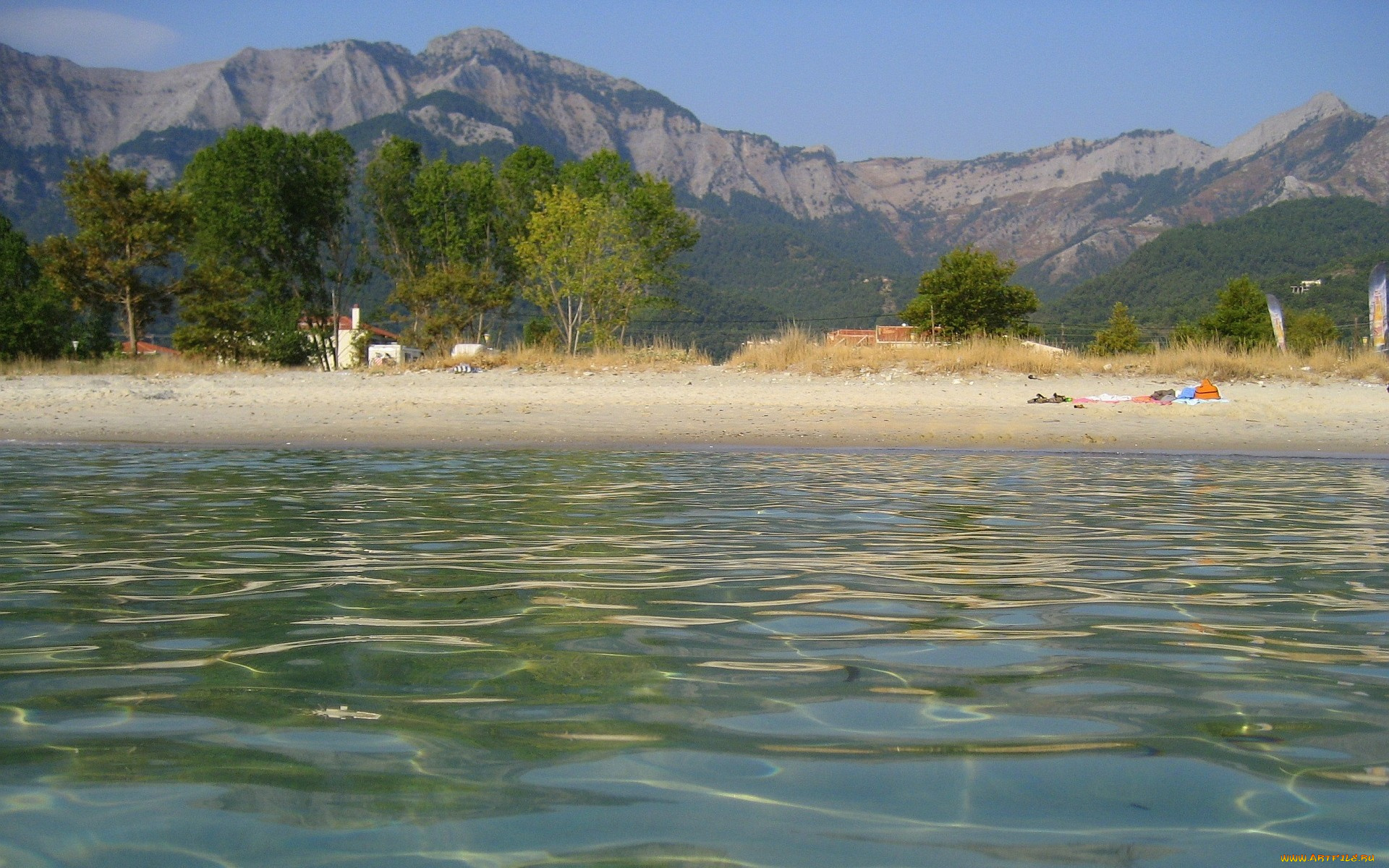 природа, побережье, горы, деревья, пляж