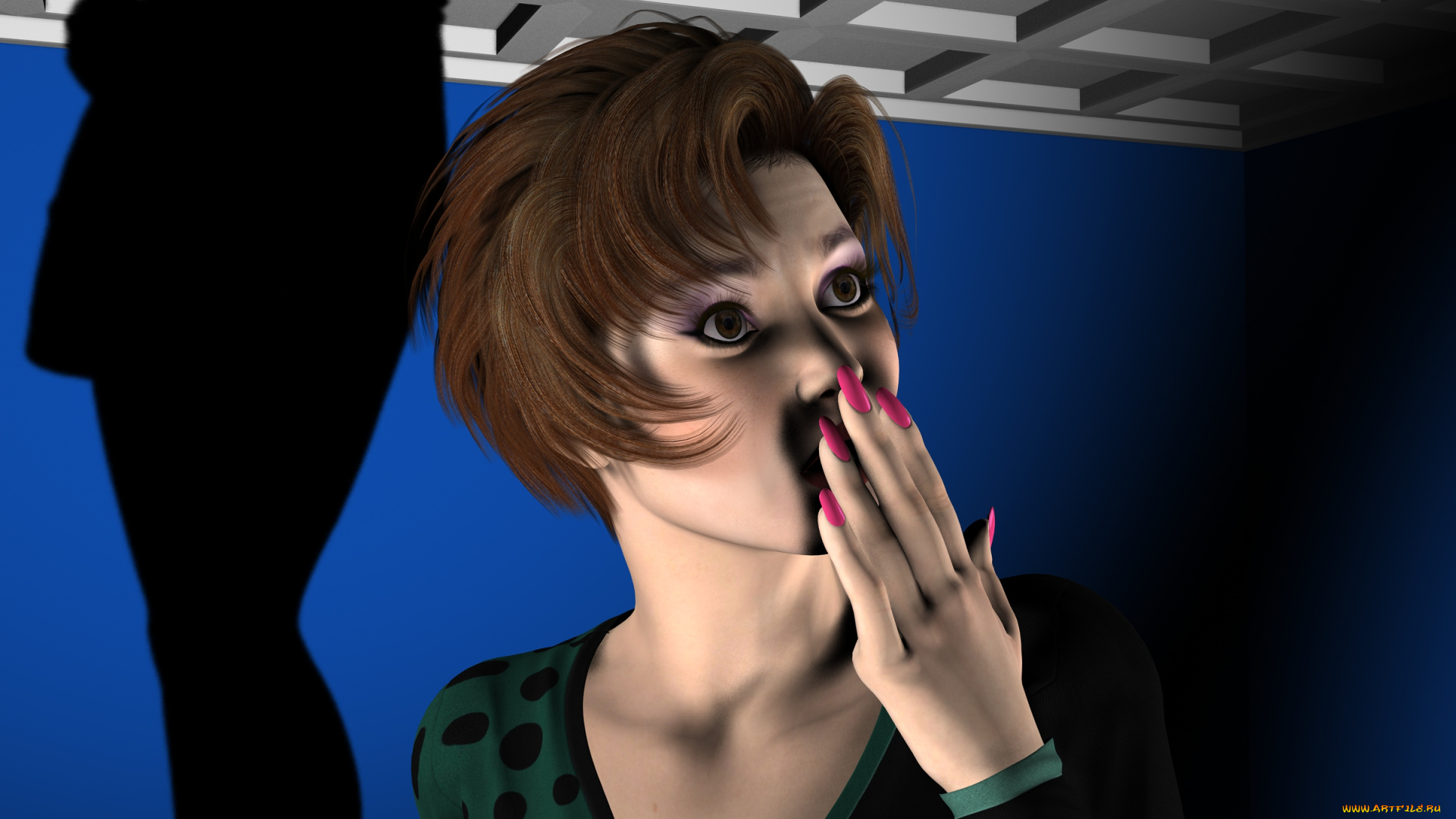 3д, графика, portraits, , портрет, страх, взгляд, девушка