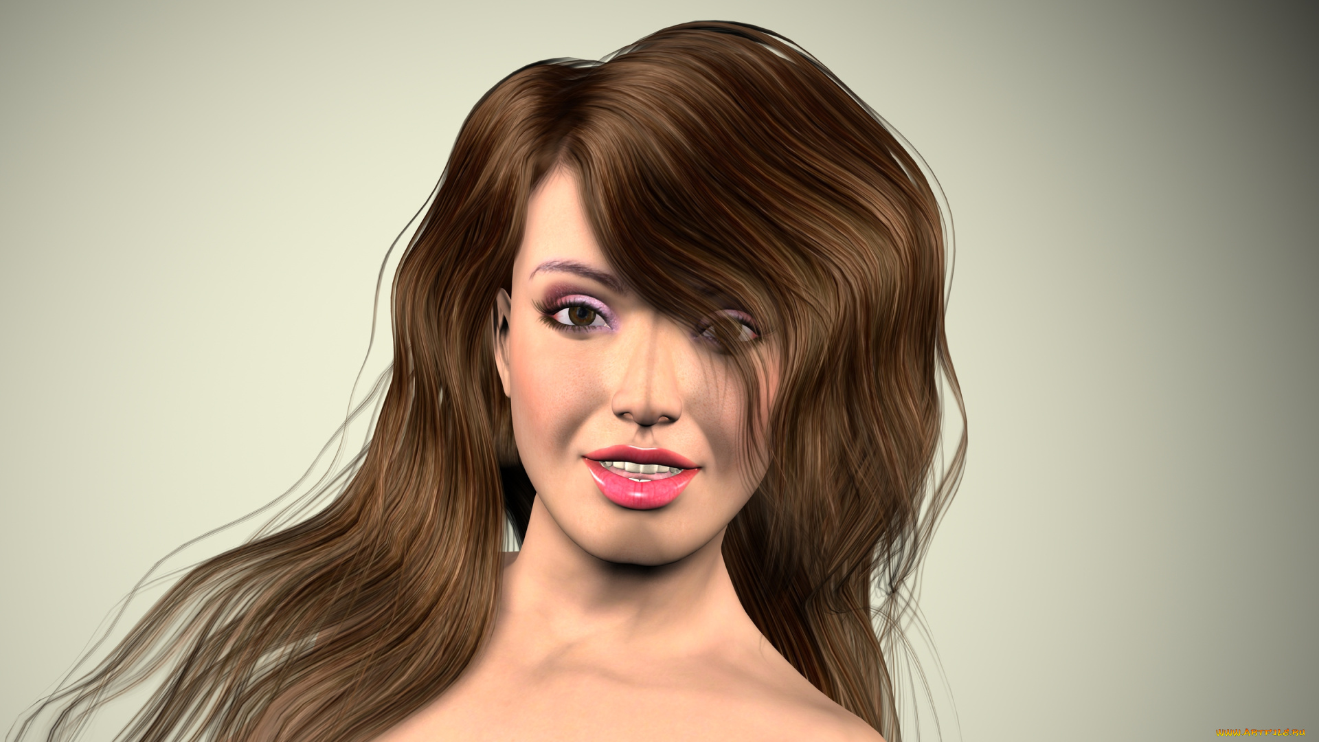 3д, графика, portraits, , портрет, улыбка, взгляд, девушка