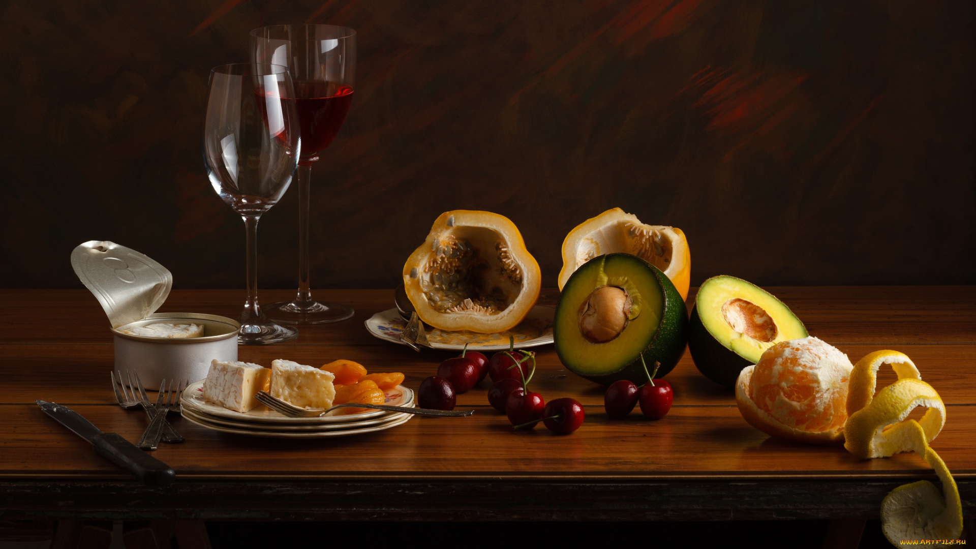 еда, разное, цитрусы, вишня, вино, авокадо