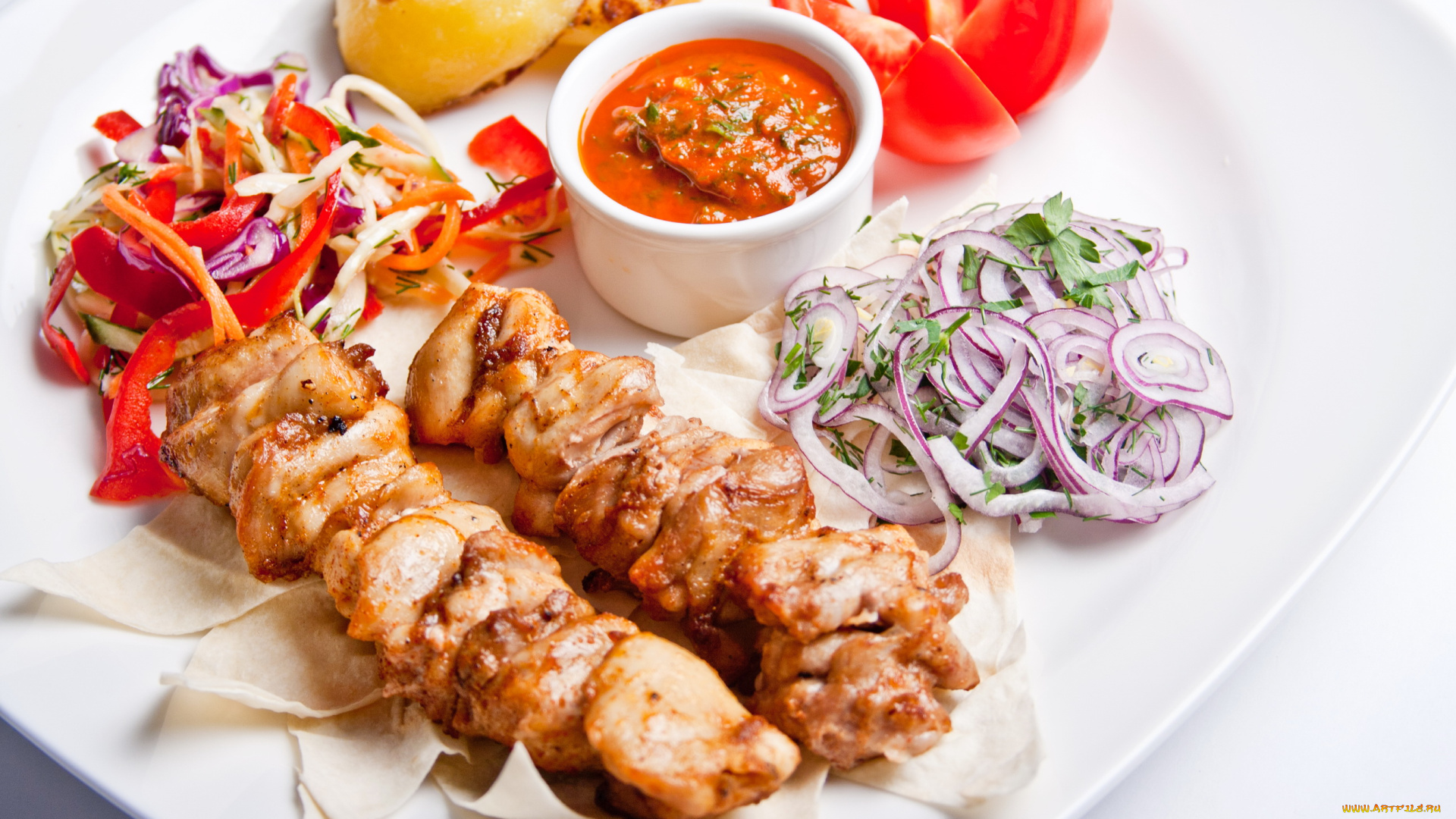 еда, шашлык, , барбекю, помидоры, соус