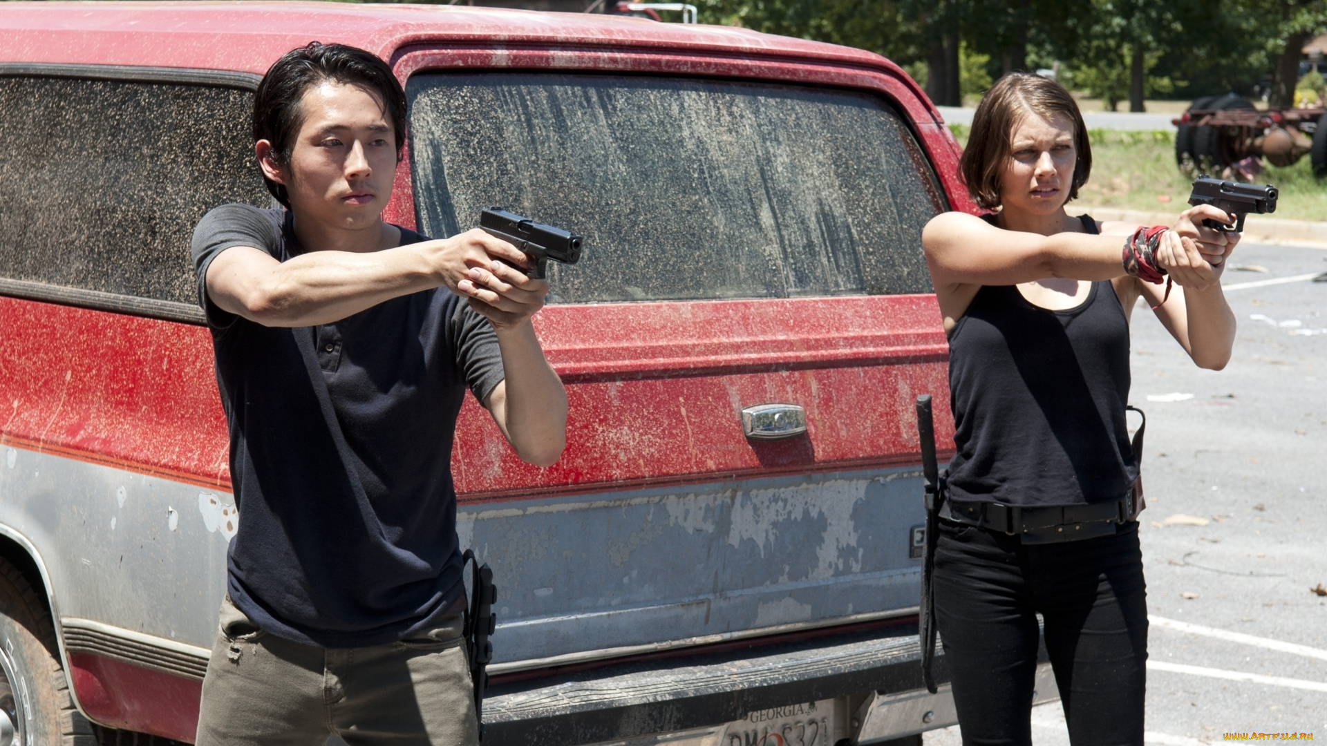 кино, фильмы, the, walking, dead, мегги, глен, пистолеты, сериал, автомобиль