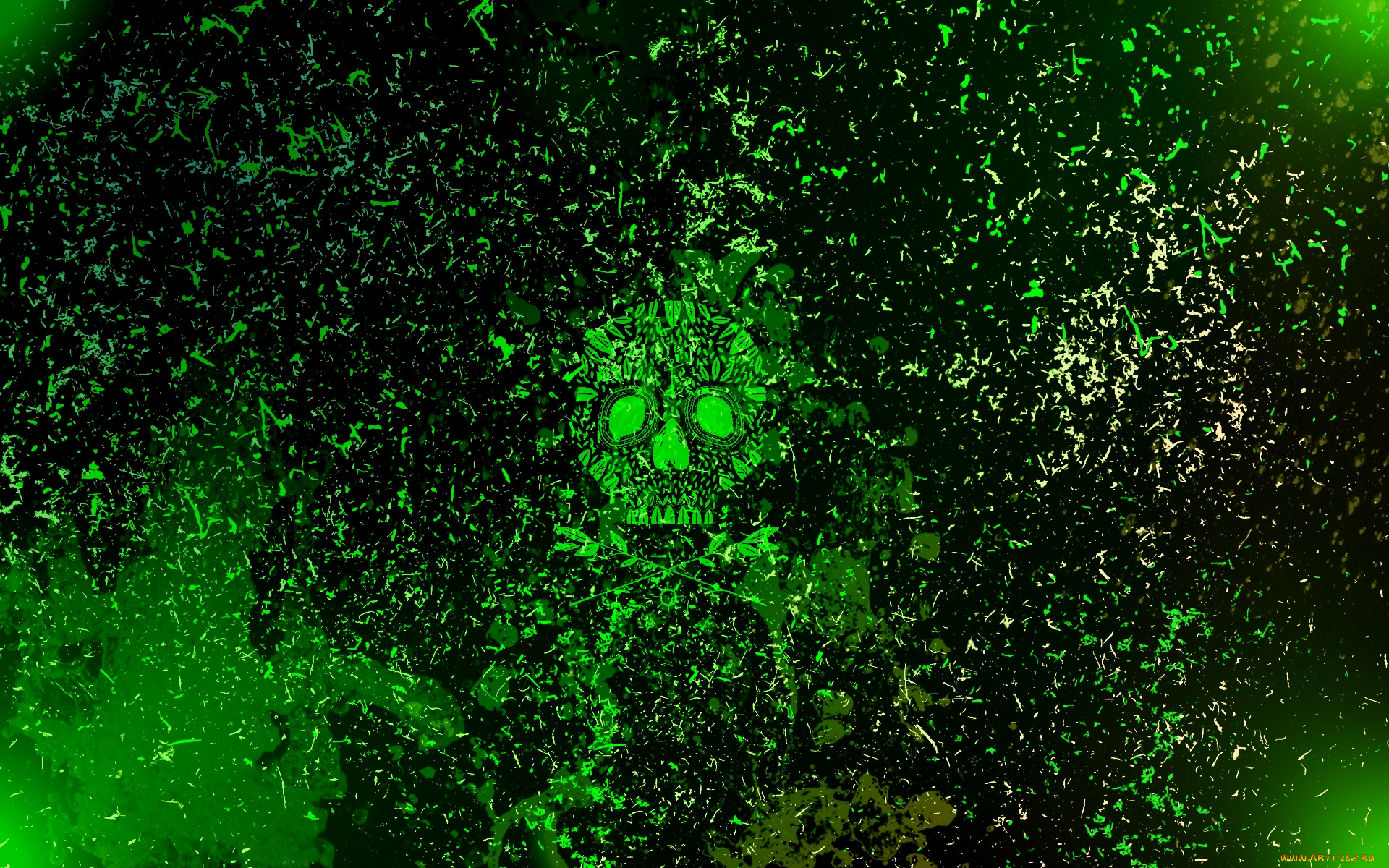 3д, графика, abstract, , абстракции, череп, брызги