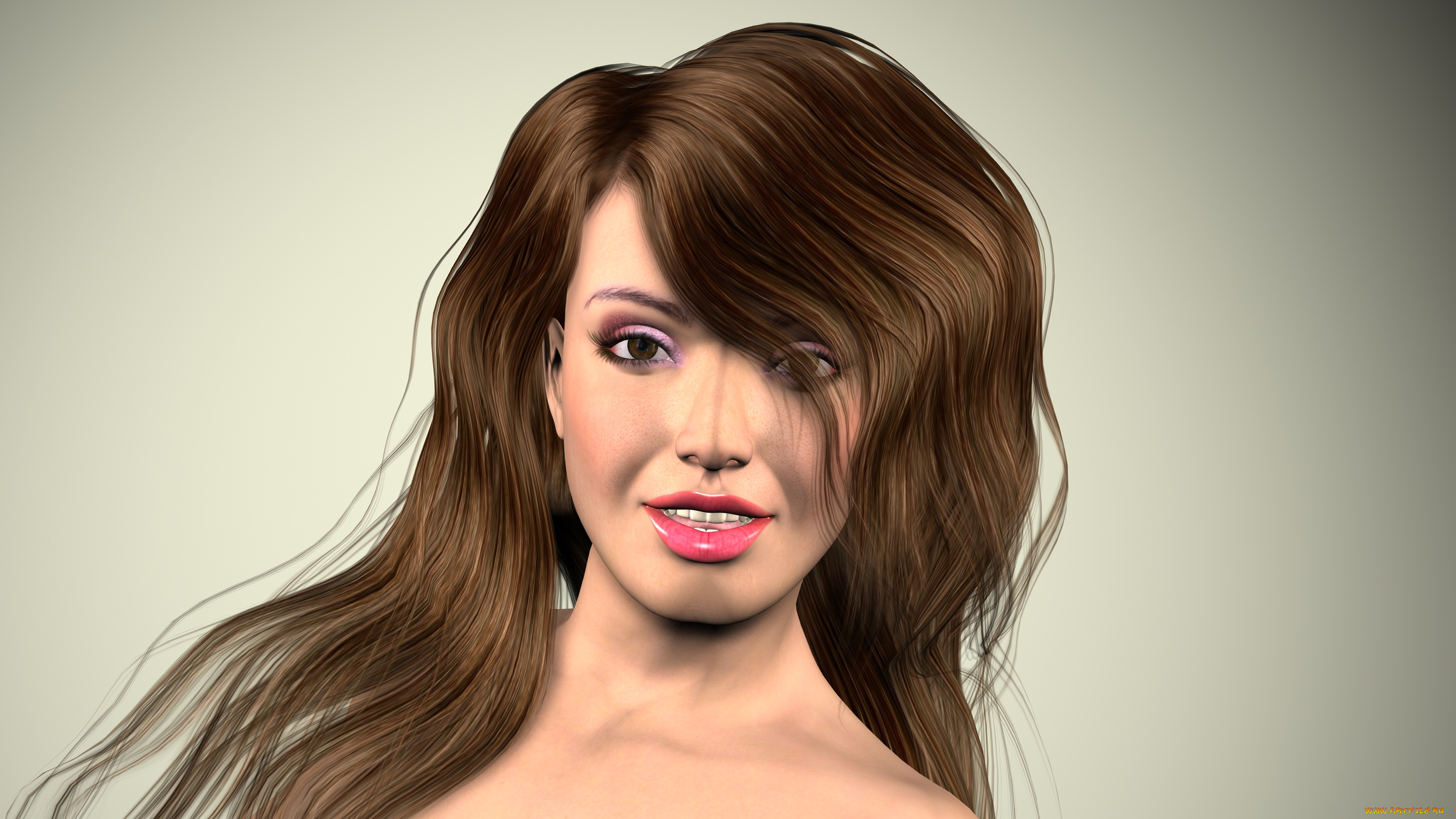 3д, графика, portraits, , портрет, улыбка, взгляд, девушка