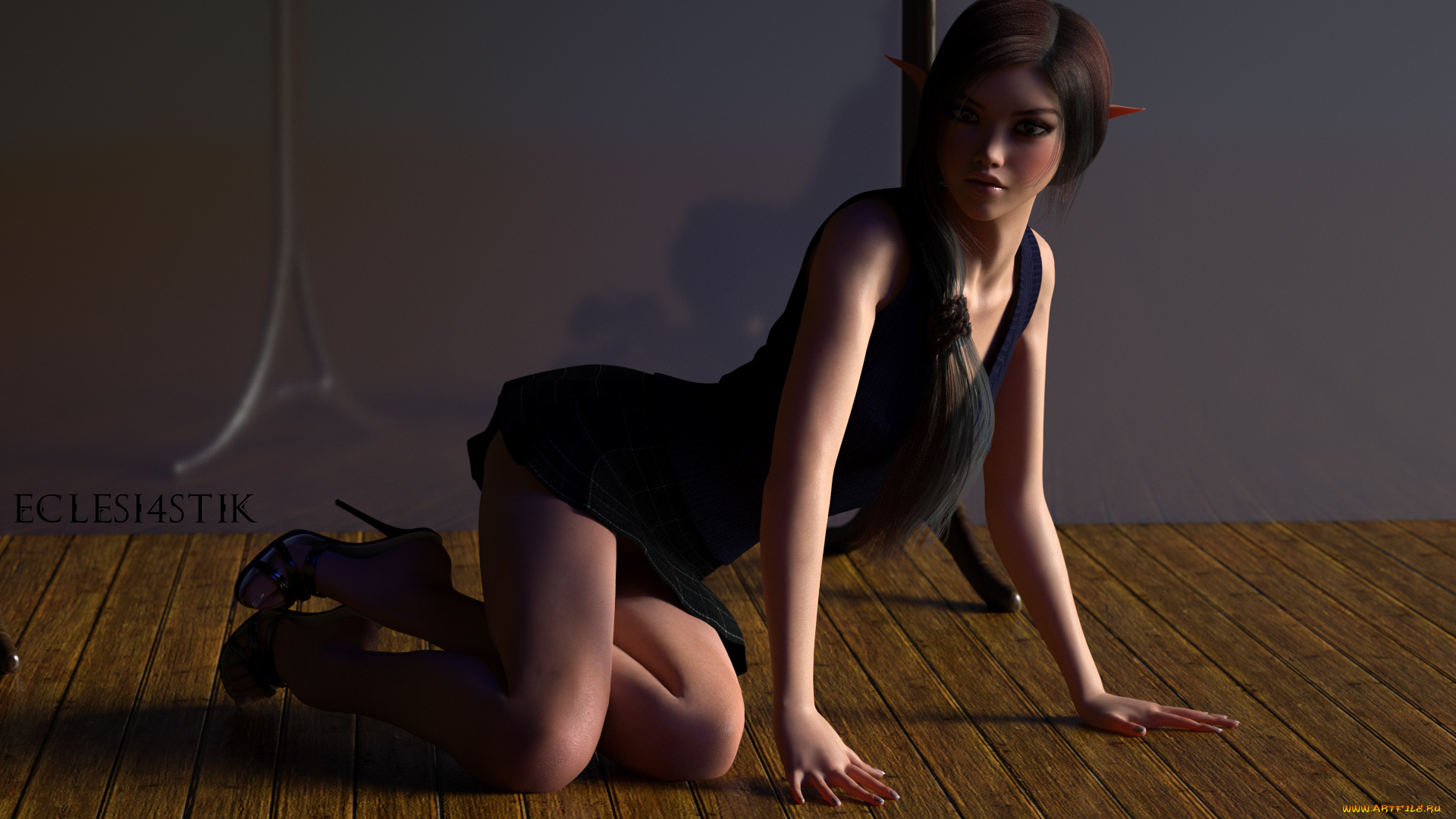 3д, графика, эльфы, , elves, фон, взгляд, эльфийка