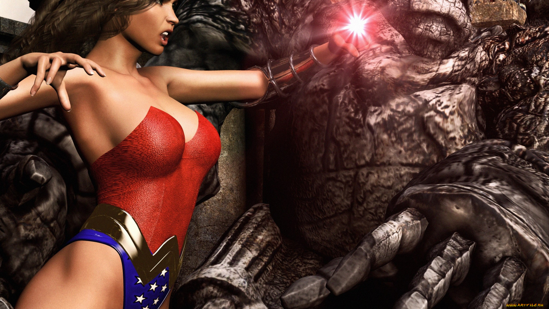 3д, графика, фантазия, , fantasy, существо, супермен, фон, взгляд, девушка