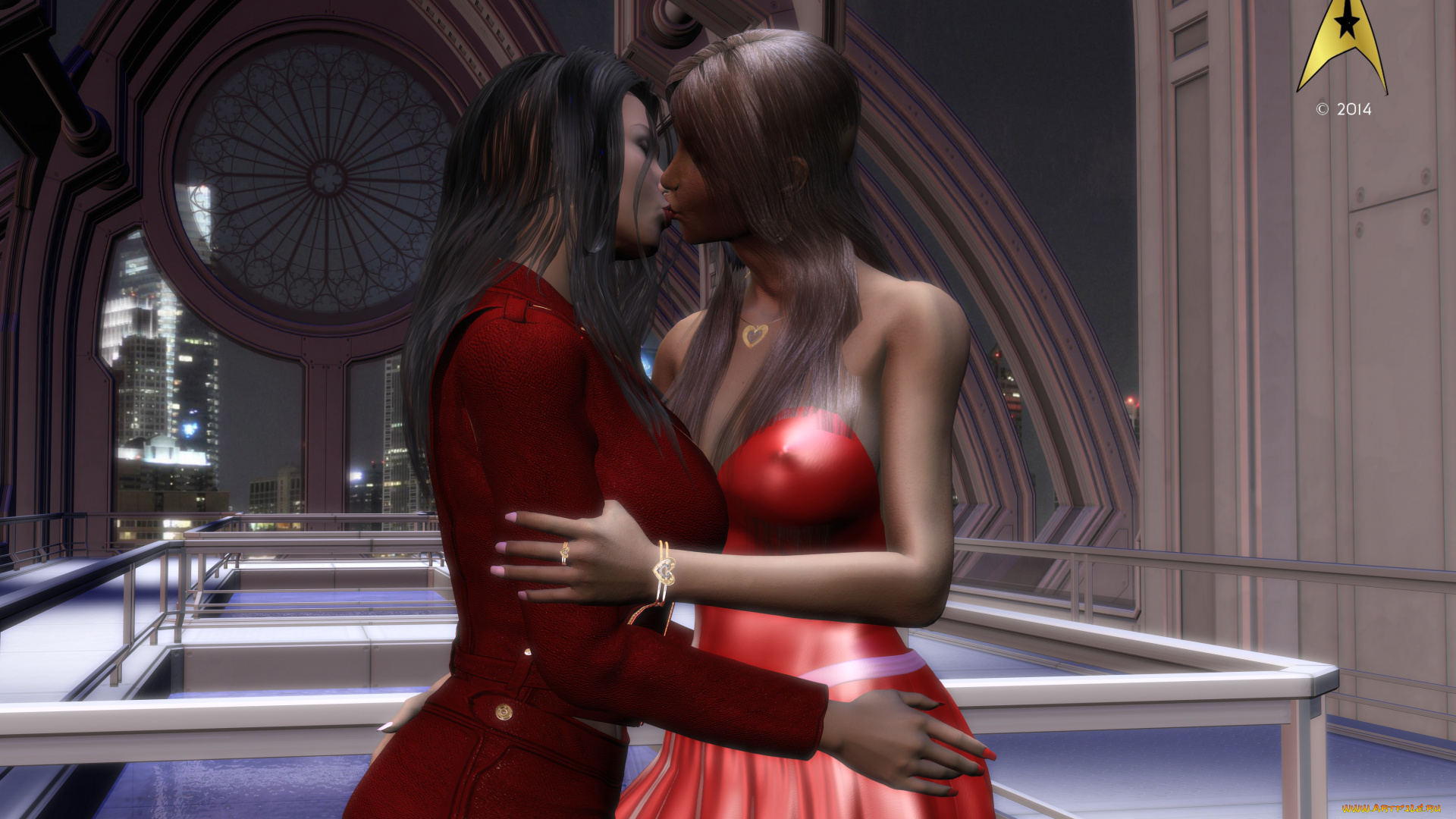 3д, графика, люди, , people, девушки, фон, поцелуй