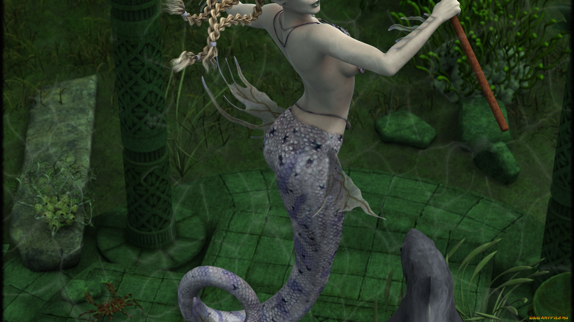 3д, графика, существа, , creatures, русалка