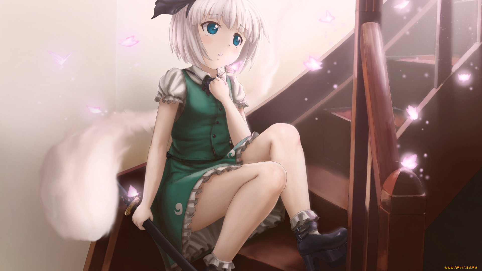 аниме, touhou, konpaku, youmu, novcel, арт, девушка