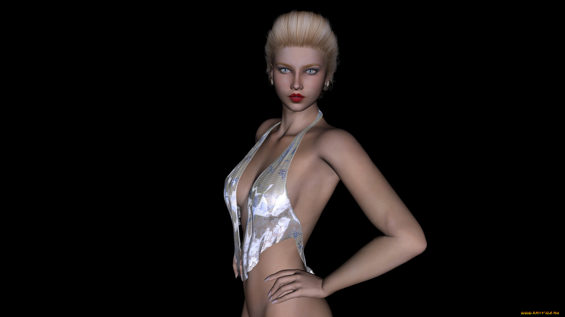 claudia, 3д, графика, люди, , people, девушка, блондинка, взгляд, фон