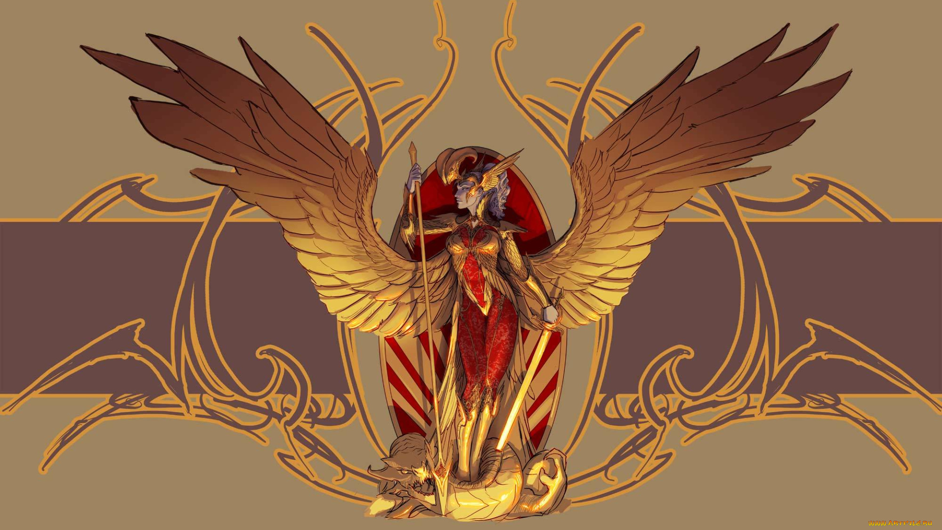 фэнтези, ангелы, доспехи, крылья, броня, ангел, взгляд, профиль, оружие