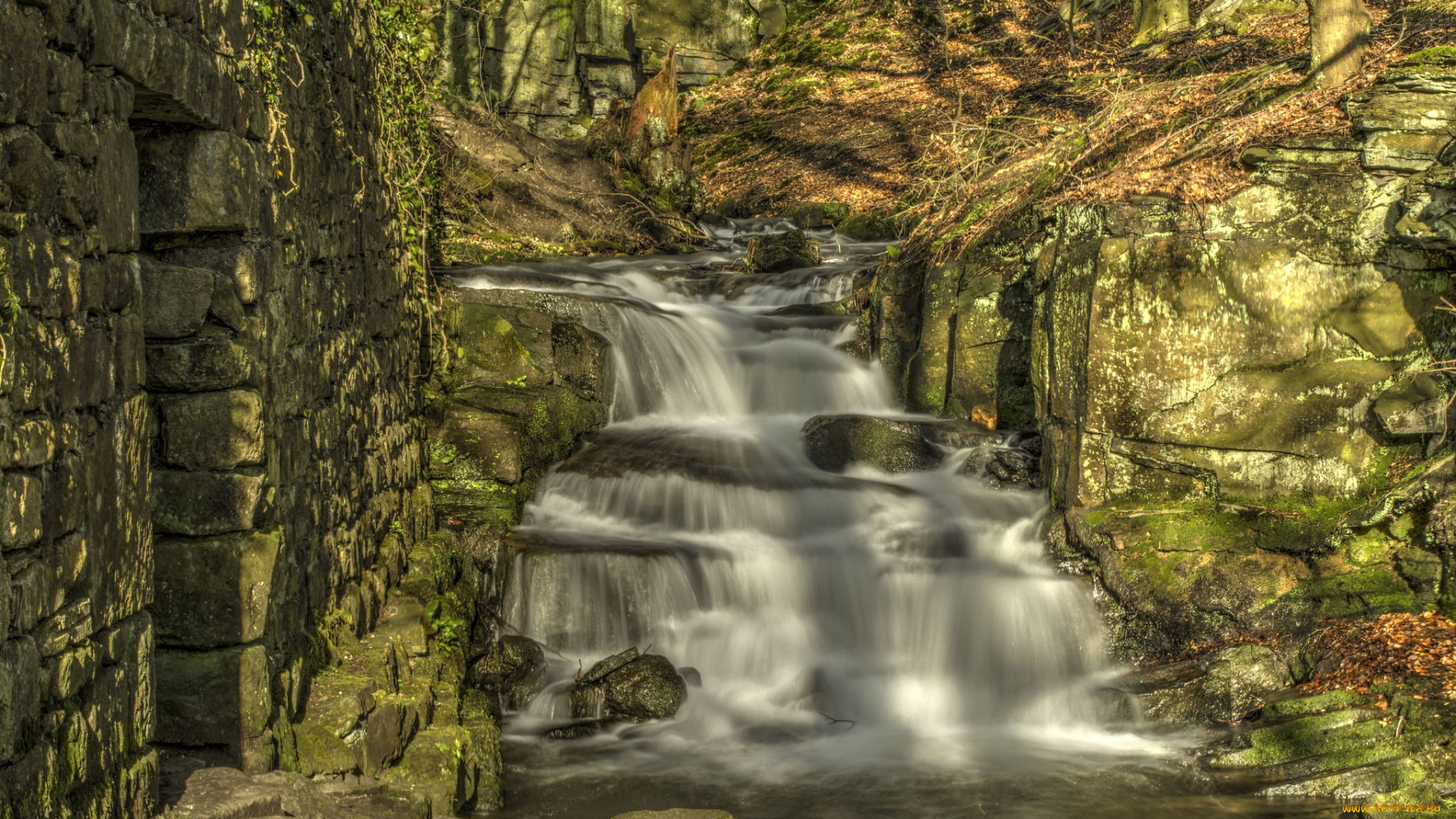 природа, водопады, водопад, река, лес