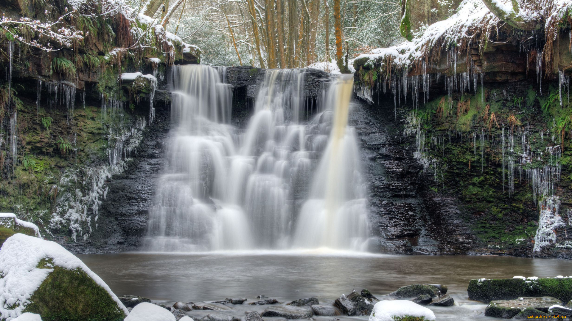 природа, водопады, водопад, река, лес