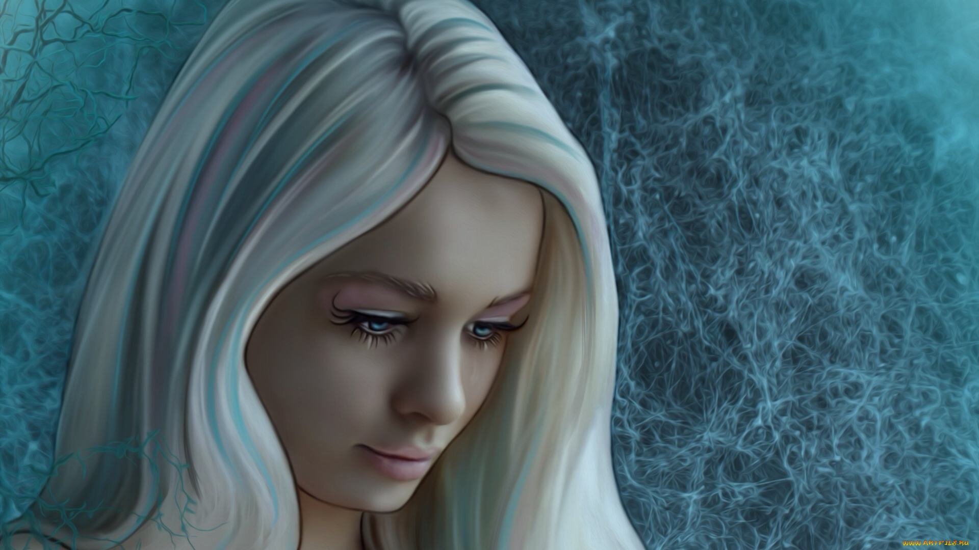 рисованное, люди, девушка, фон, взгляд