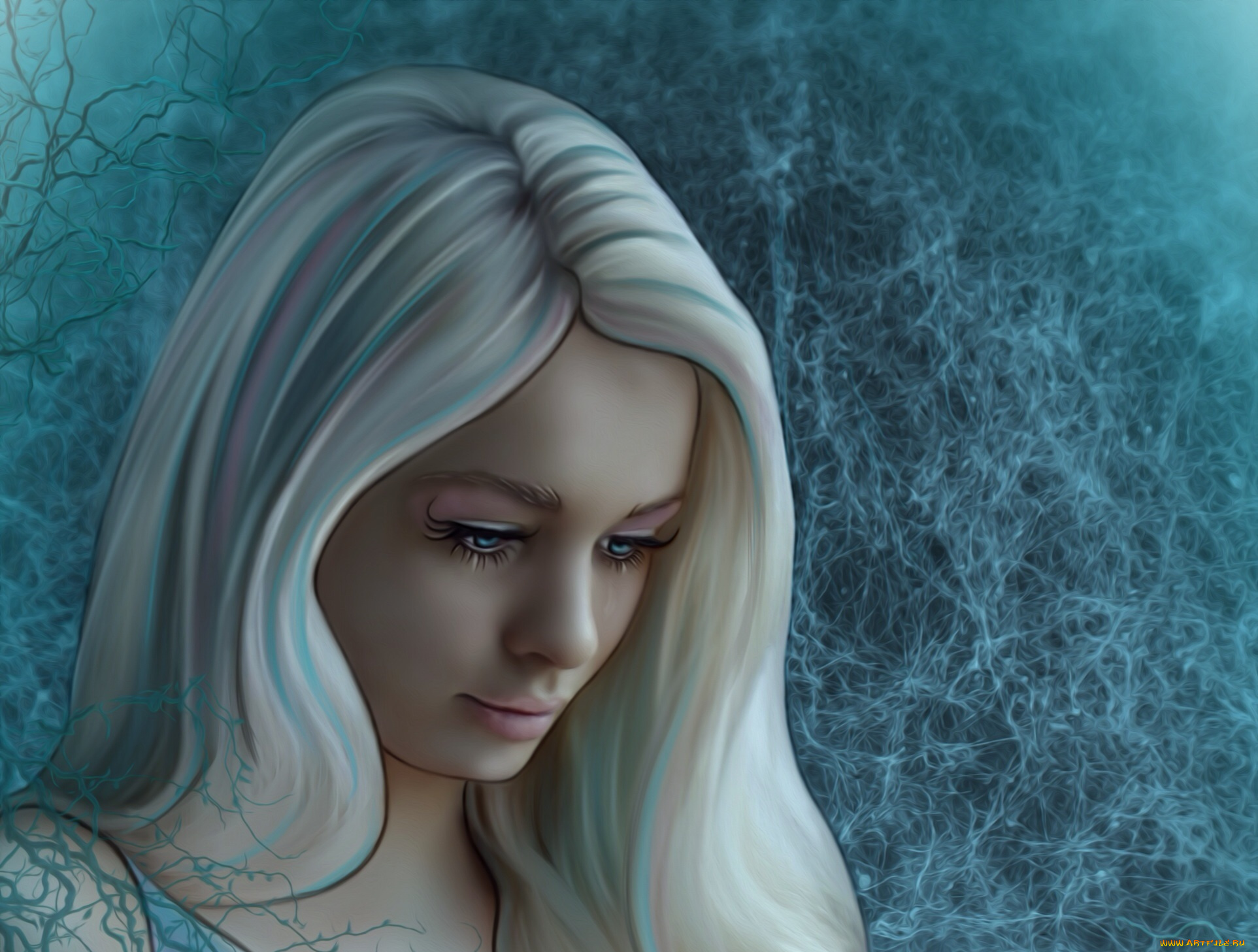 рисованное, люди, девушка, фон, взгляд