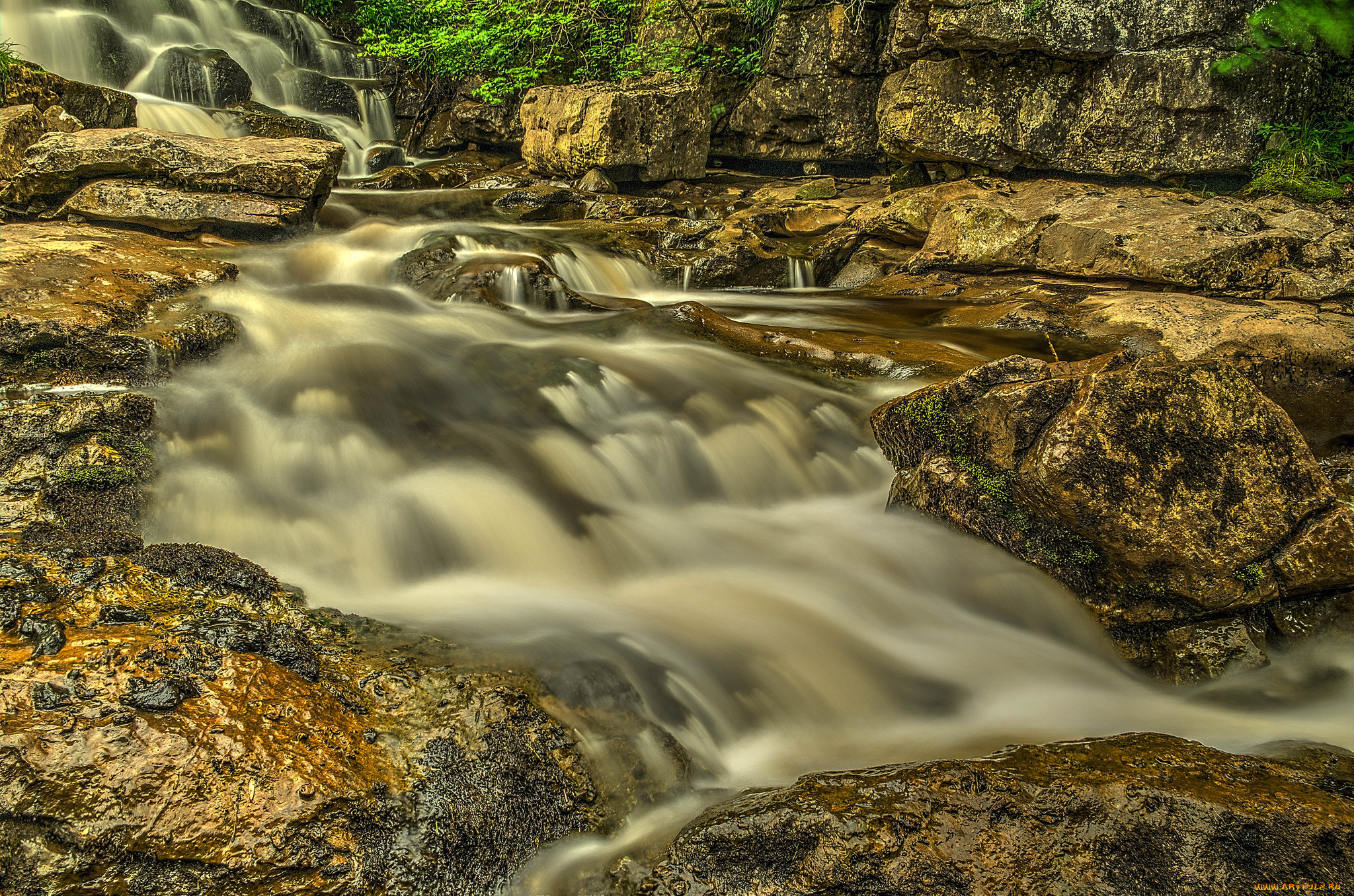 природа, водопады, водопад, лес, река
