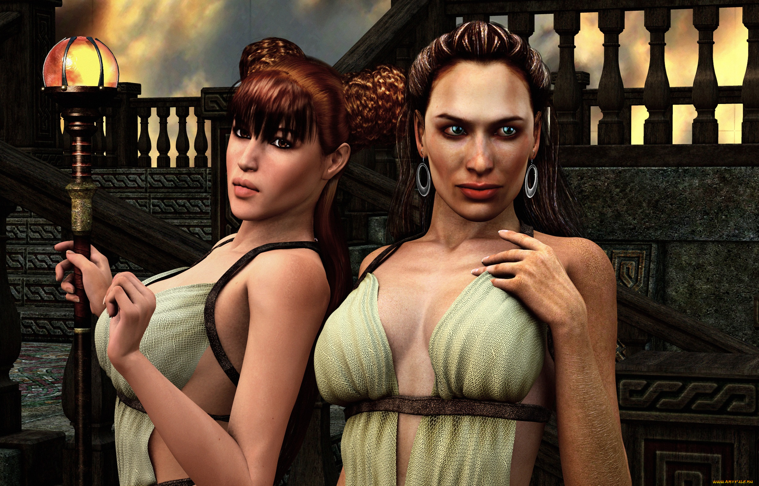 3д, графика, фантазия, , fantasy, фон, взгляд, девушки