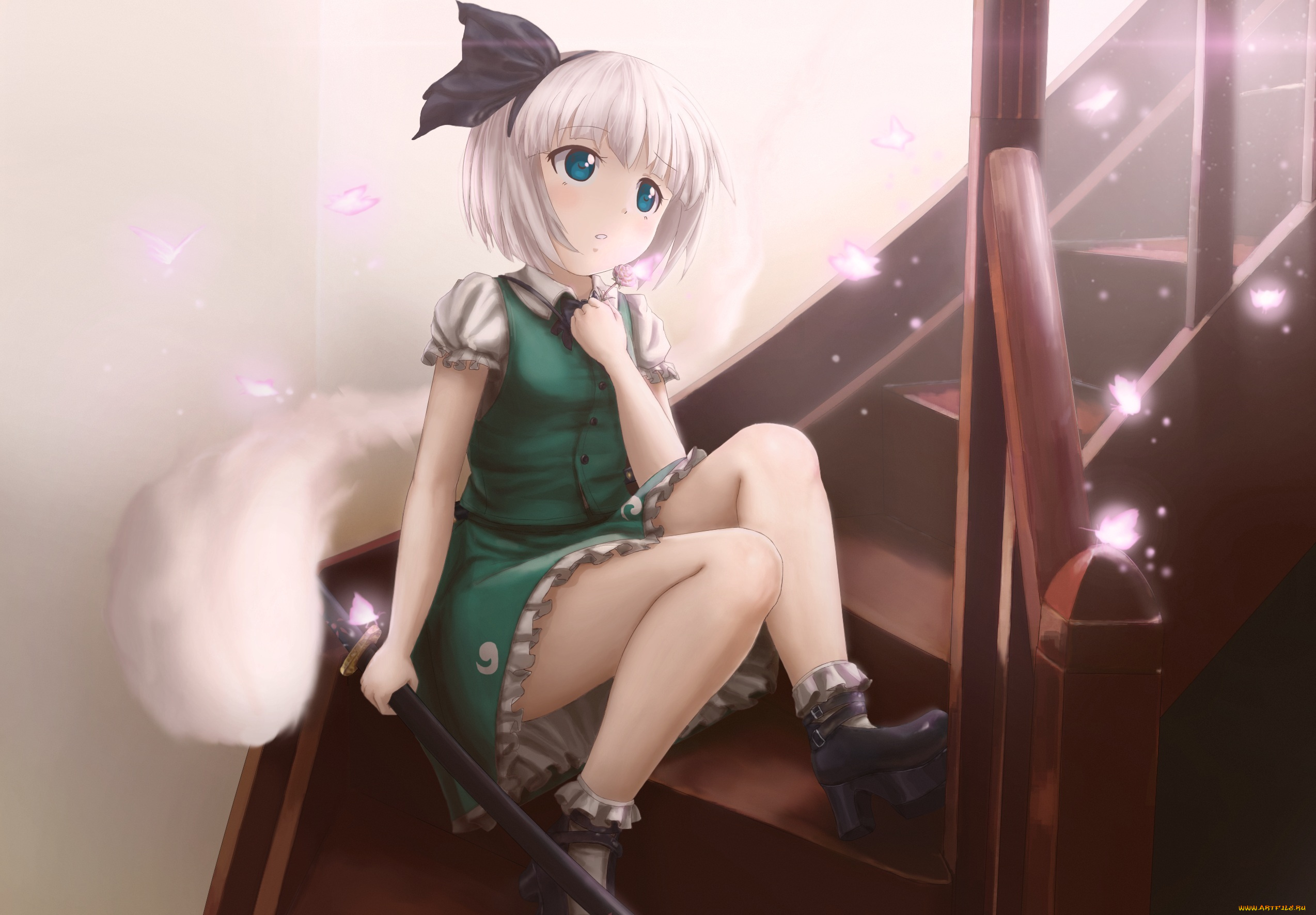 аниме, touhou, konpaku, youmu, novcel, арт, девушка