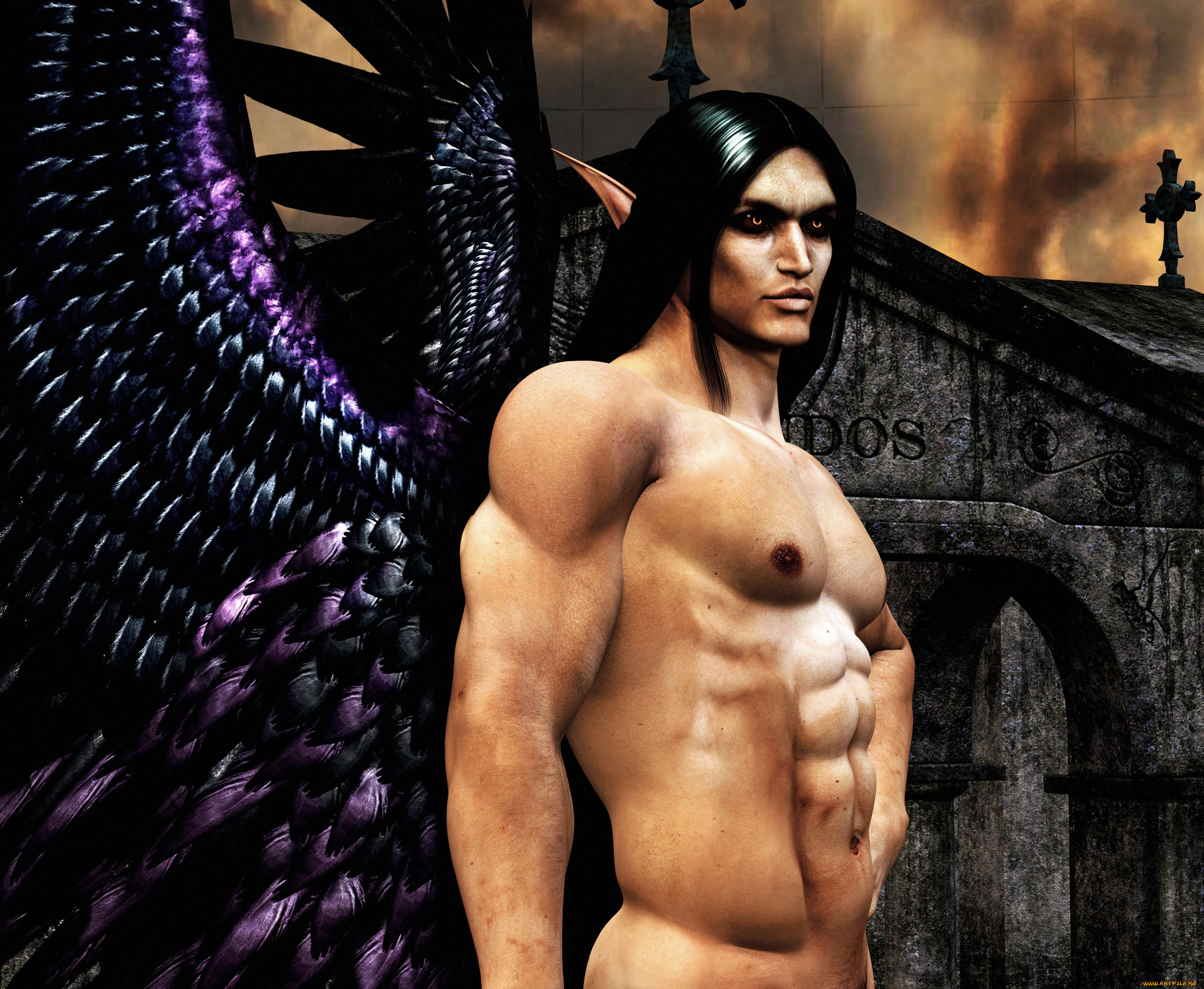 3д, графика, эльфы, , elves, крылья, взгляд, эльф