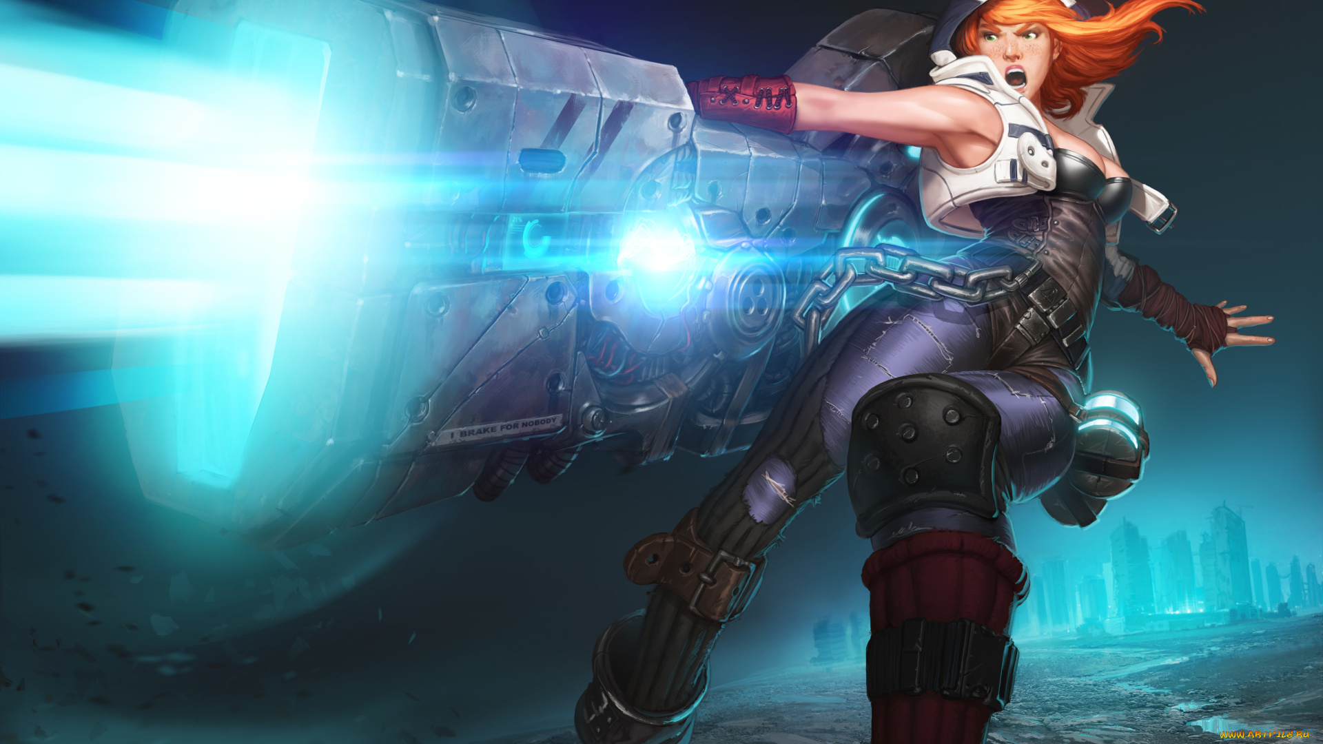 фэнтези, девушки, арт, девушка, рыжая, взгляд, фантастика, костюм, оружие