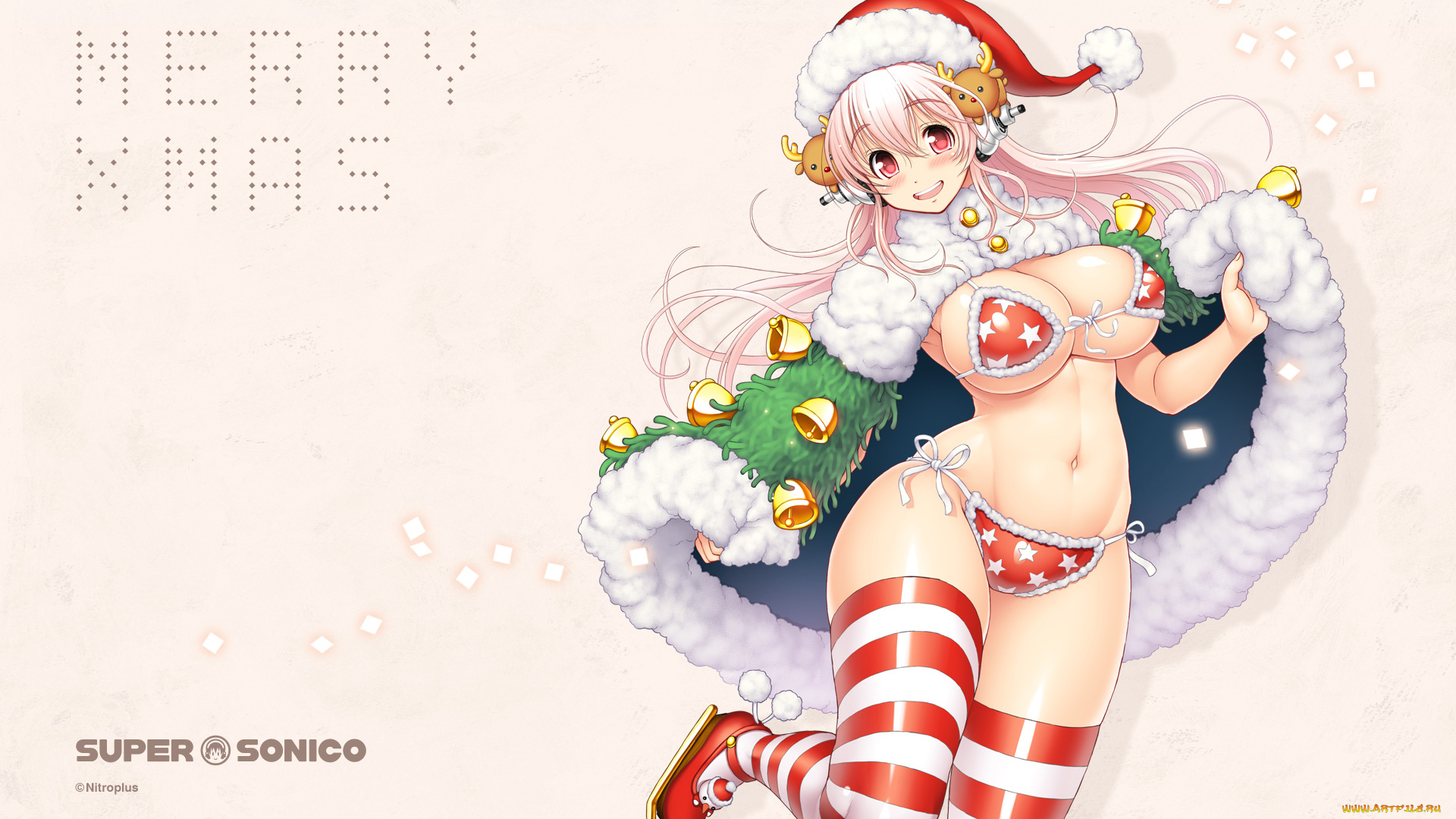 super, sonico, аниме, фон, взгляд, колокольчики, девушка