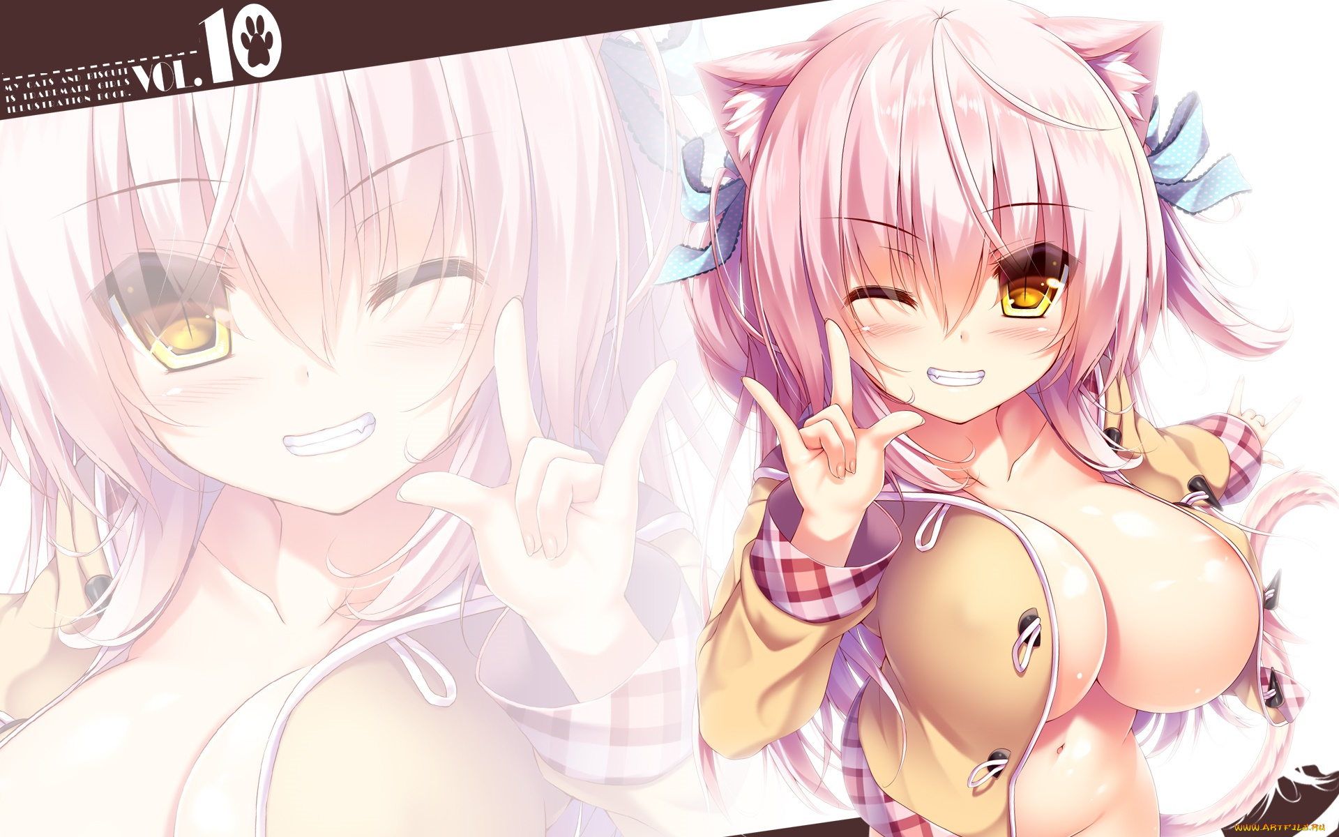 аниме, unknown, , другое, фон, грудь, девушка, взгляд