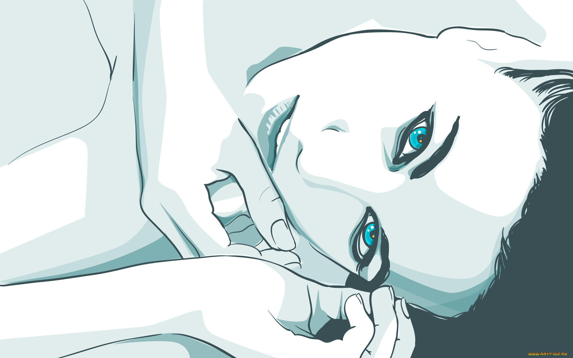 рисованное, люди, фон, взгляд, девушка