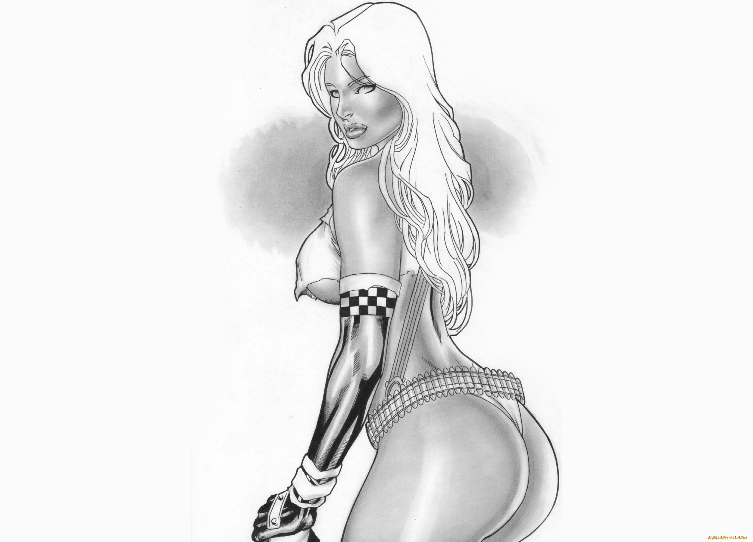 рисованное, комиксы, скетч, взгляд, фон, девушка