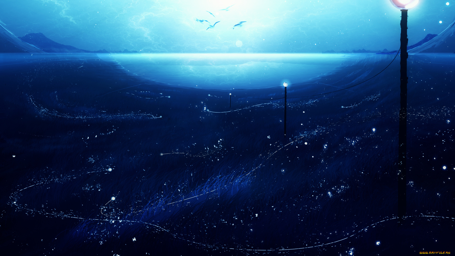аниме, пейзажи, , природа, ночь