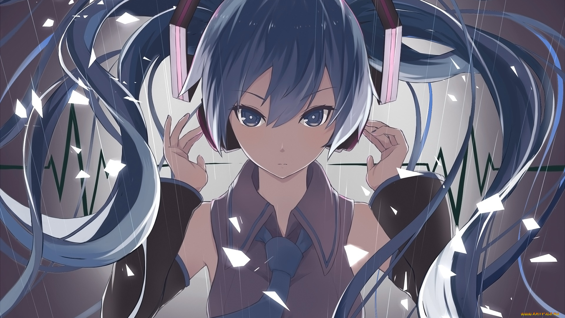 аниме, vocaloid, фон, взгляд, девушка