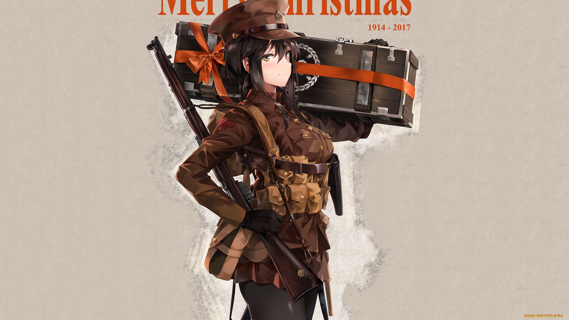 аниме, зима, , новый, год, , рождество, девушка