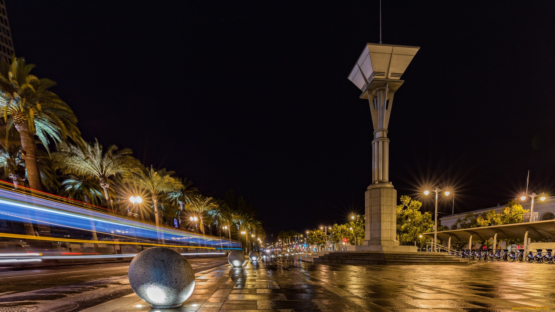 города, -, огни, ночного, города, простор