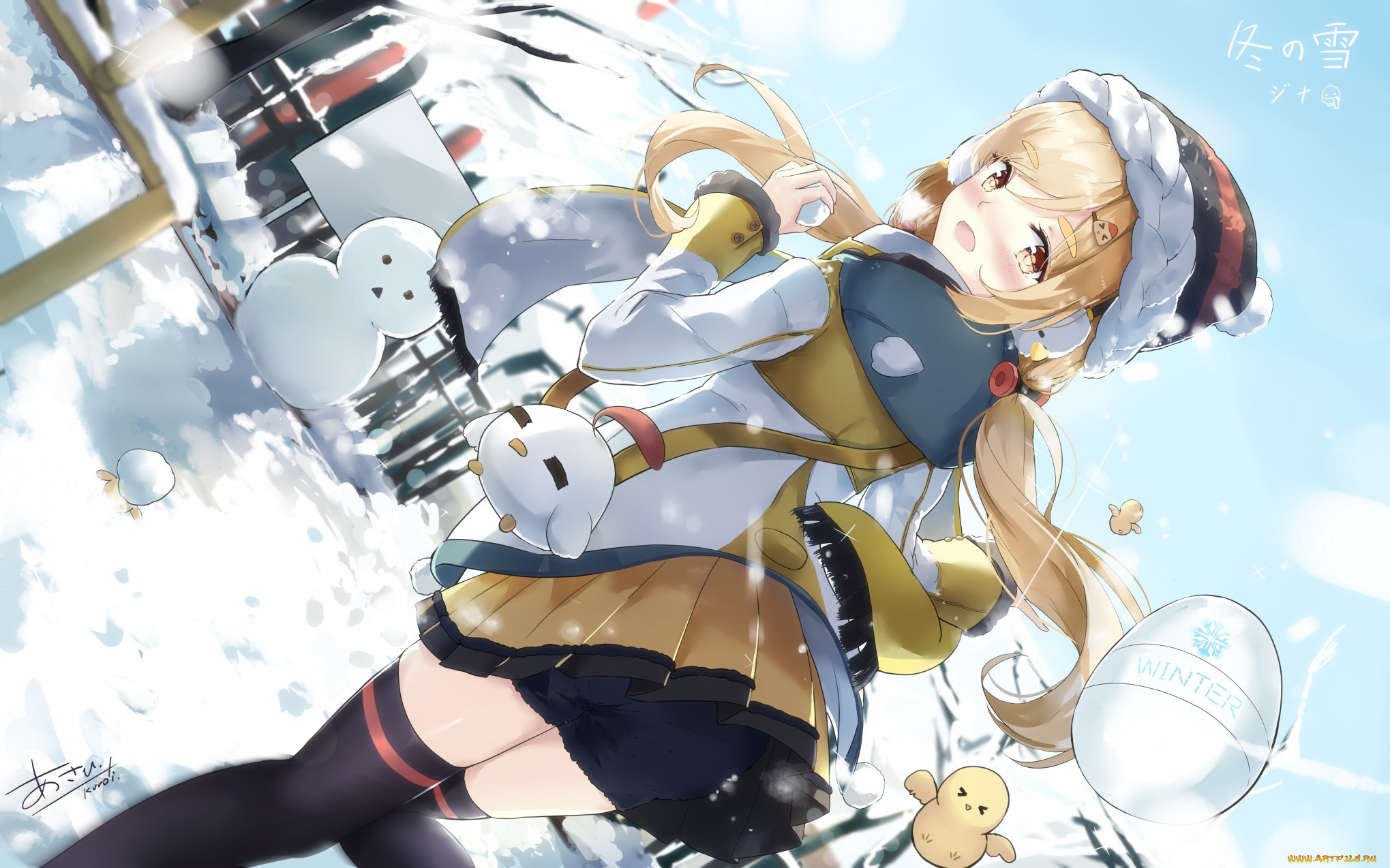 аниме, зима, , новый, год, , рождество, kyod