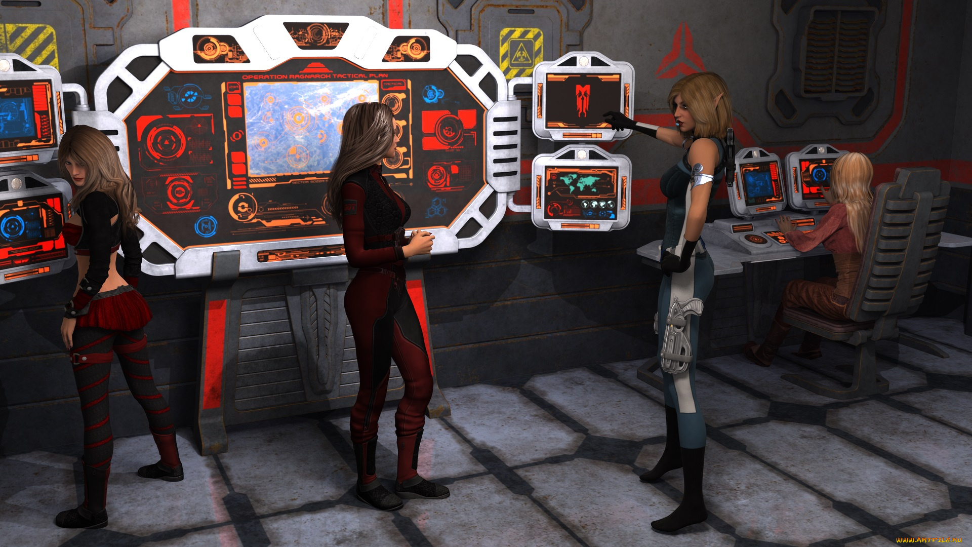 3д, графика, фантазия, , fantasy, девушки, взгляд, фон