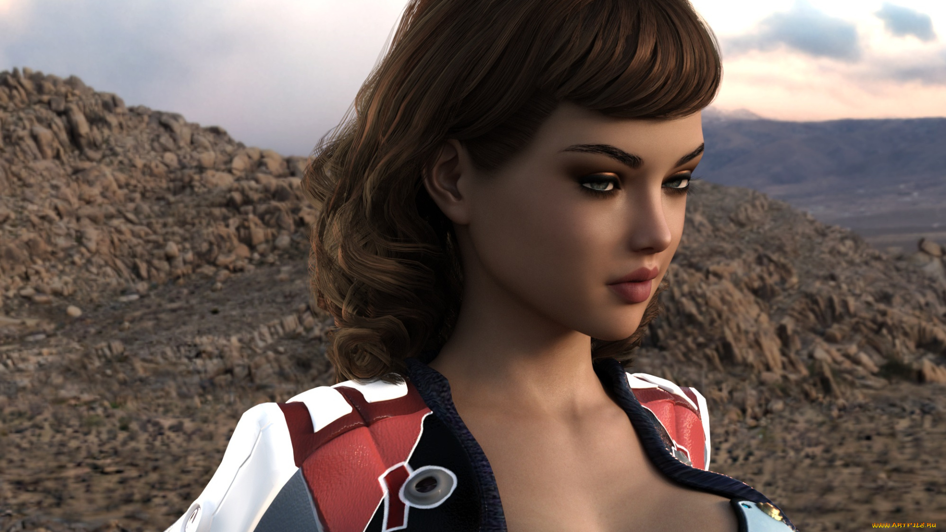 3д, графика, портрет, , portraits, взгляд, девушка, фон