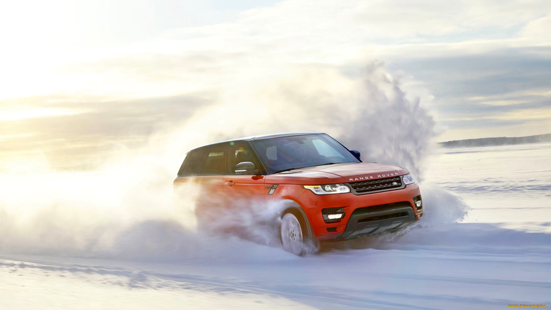 range, rover, автомобили, range, rover, рендж, ровер, кроссовер, снег, оранжевый