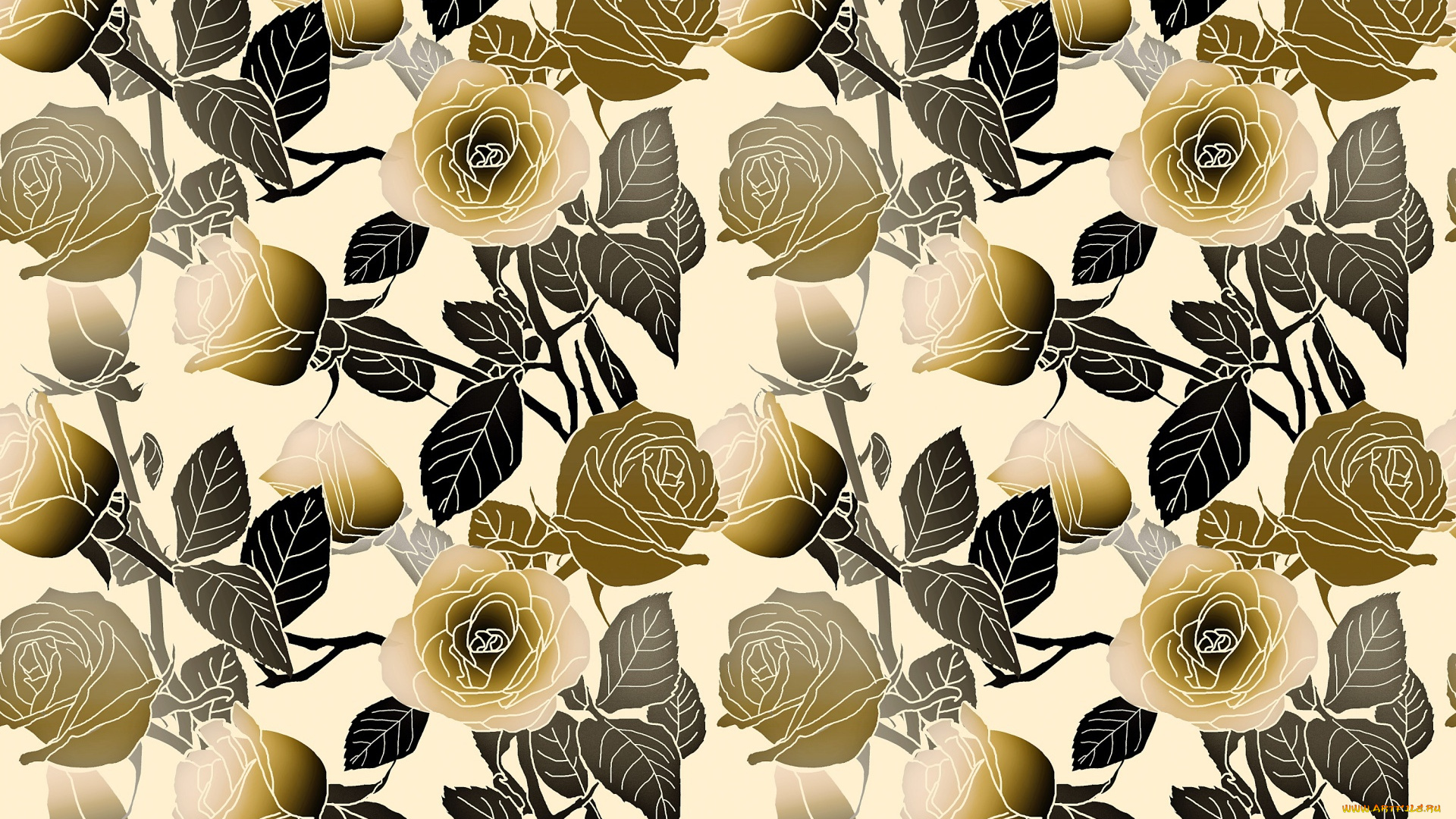 векторная, графика, цветы, , flowers, цветы, желтый, фон, черный, розы