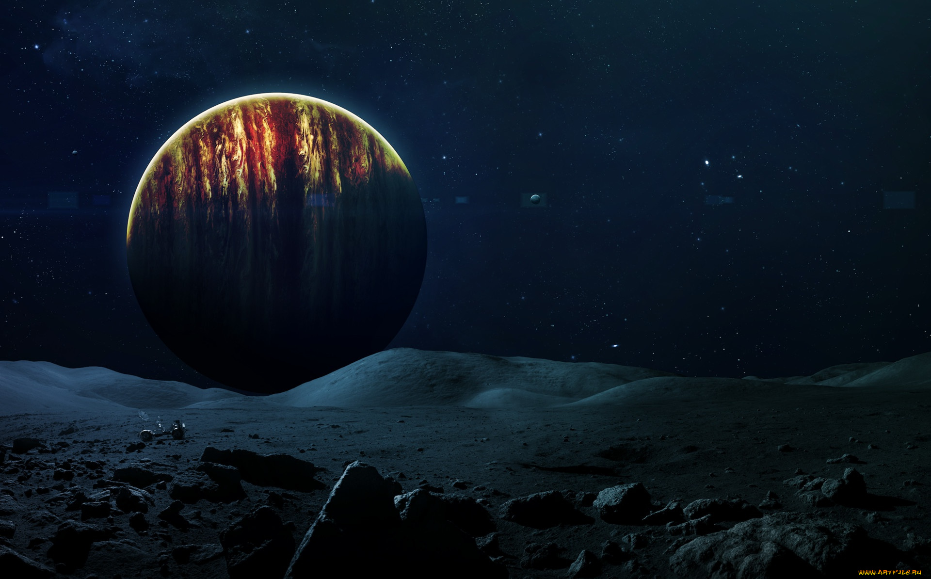 космос, арт, планета, поверхность