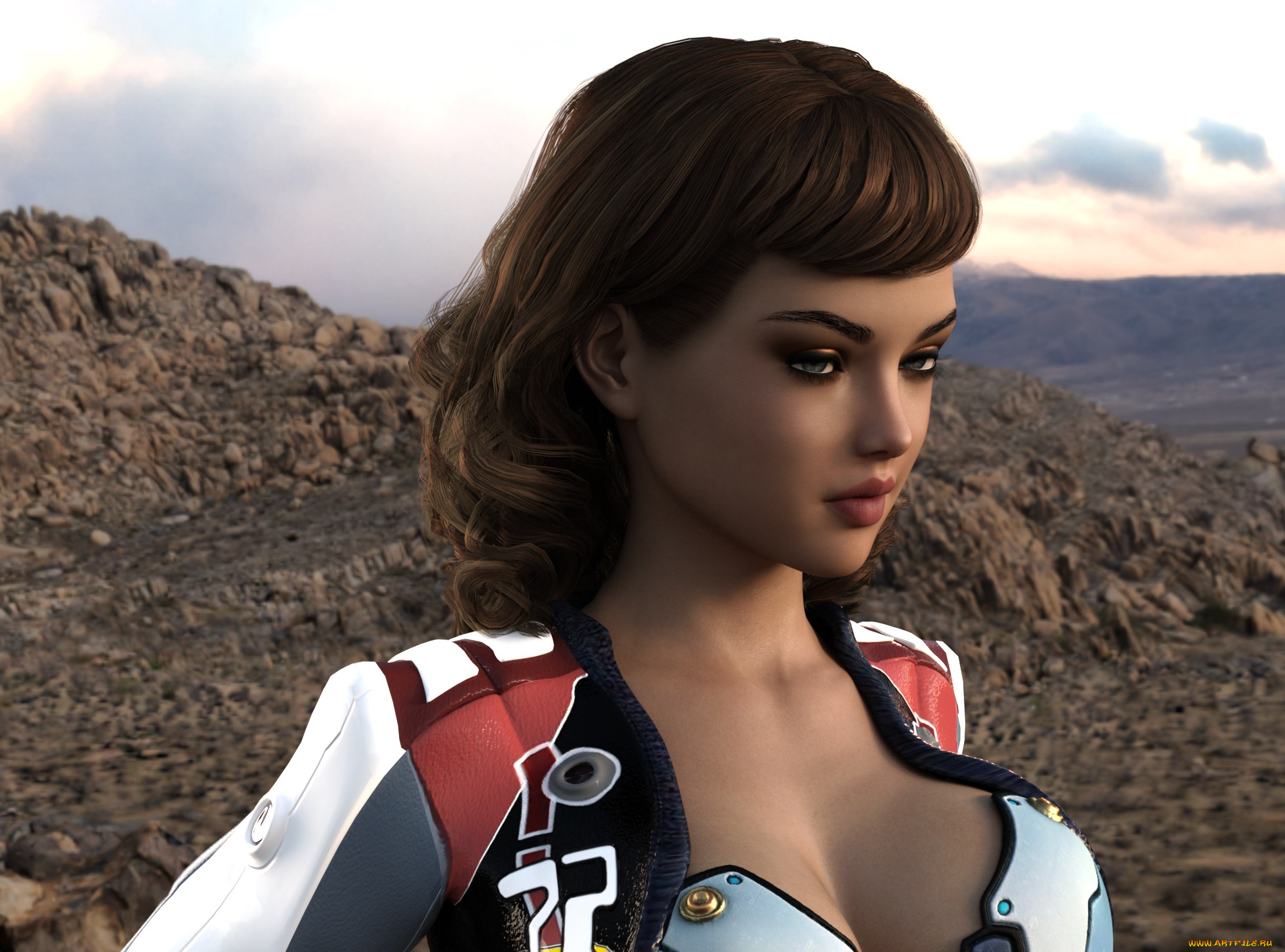 3д, графика, портрет, , portraits, взгляд, девушка, фон