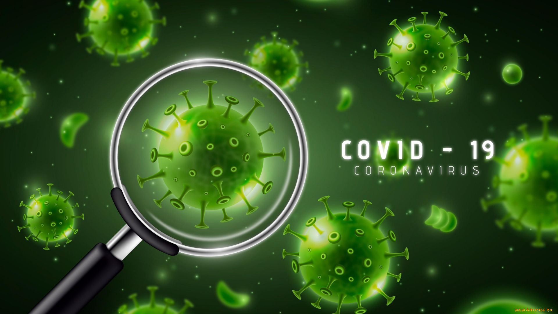 3д, графика, другое, , other, вирусы, лупа