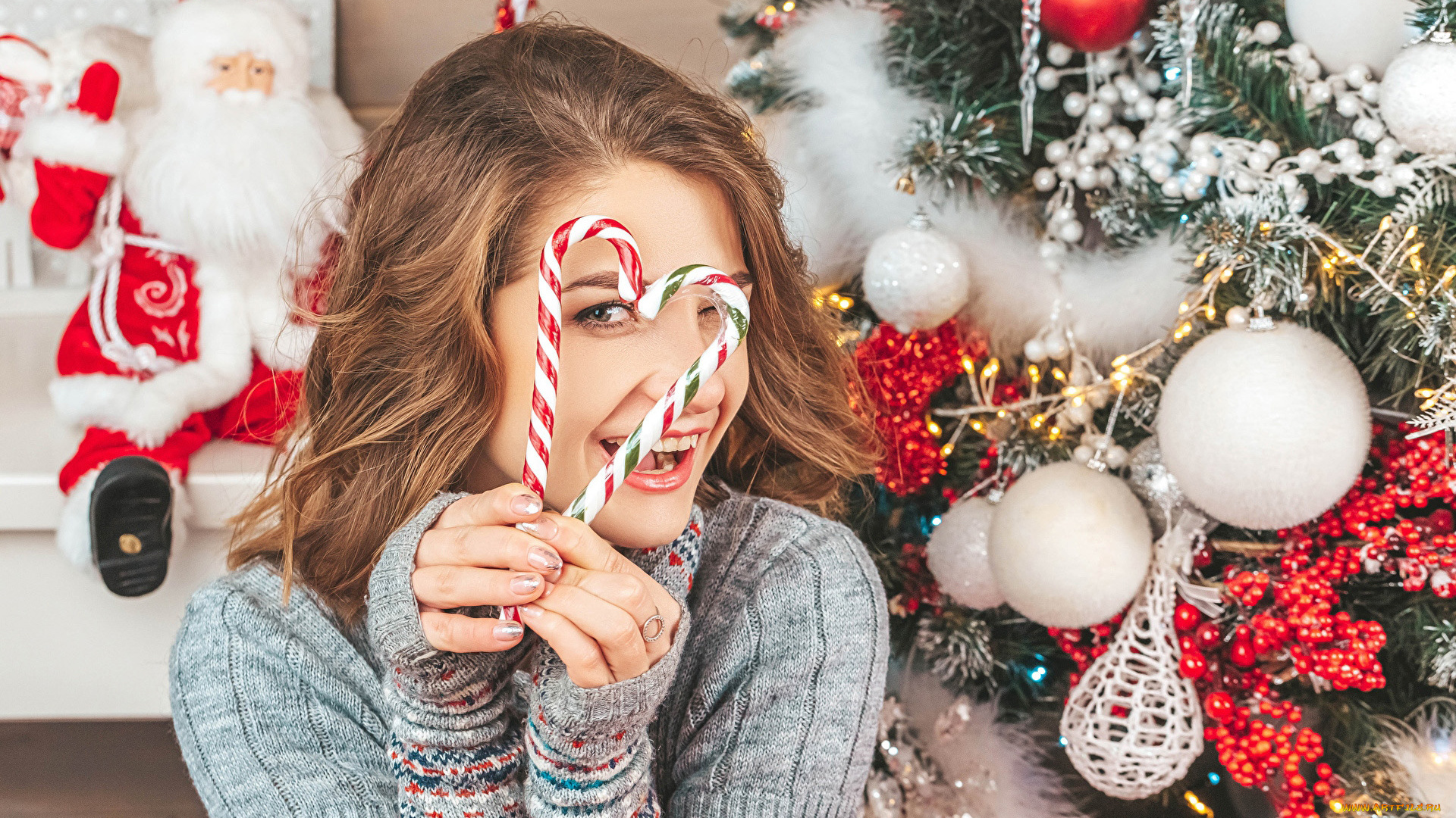 девушки, -, брюнетки, , шатенки, леденцы, праздник, елка