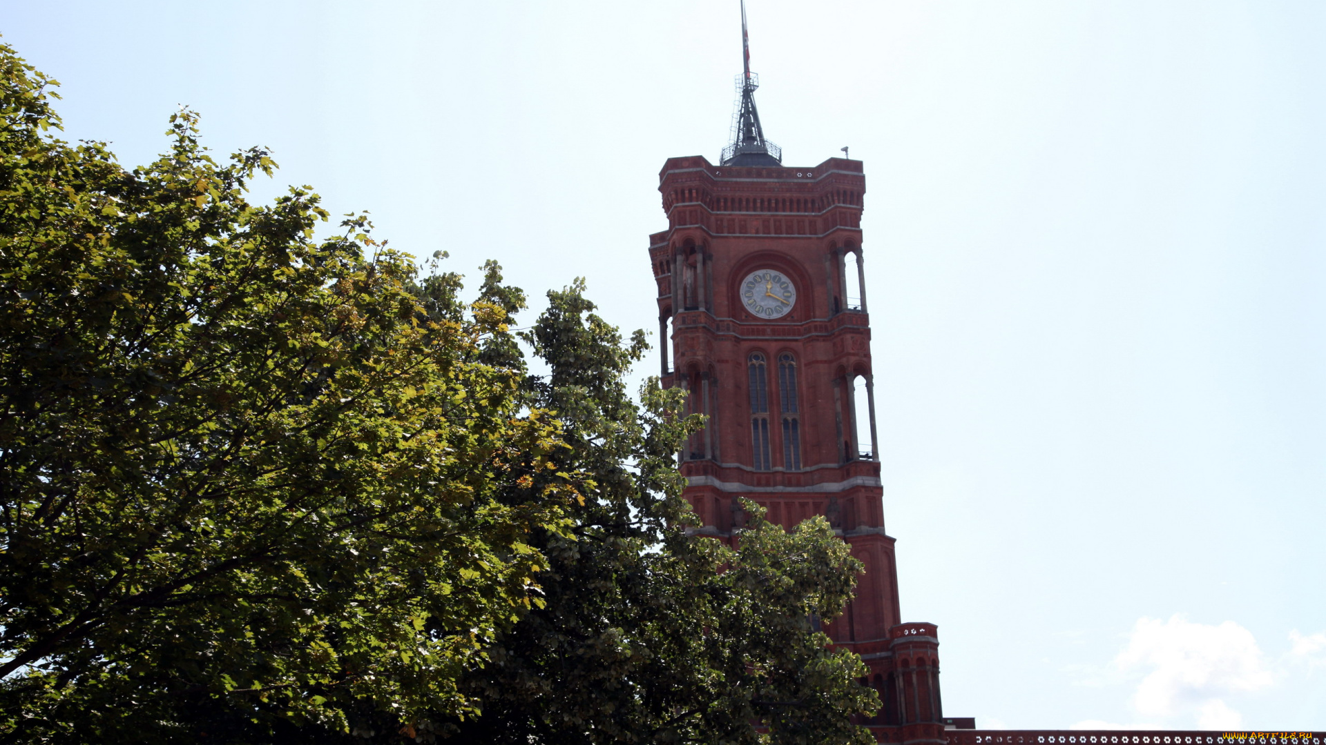 города, берлин, , германия, башня, часы