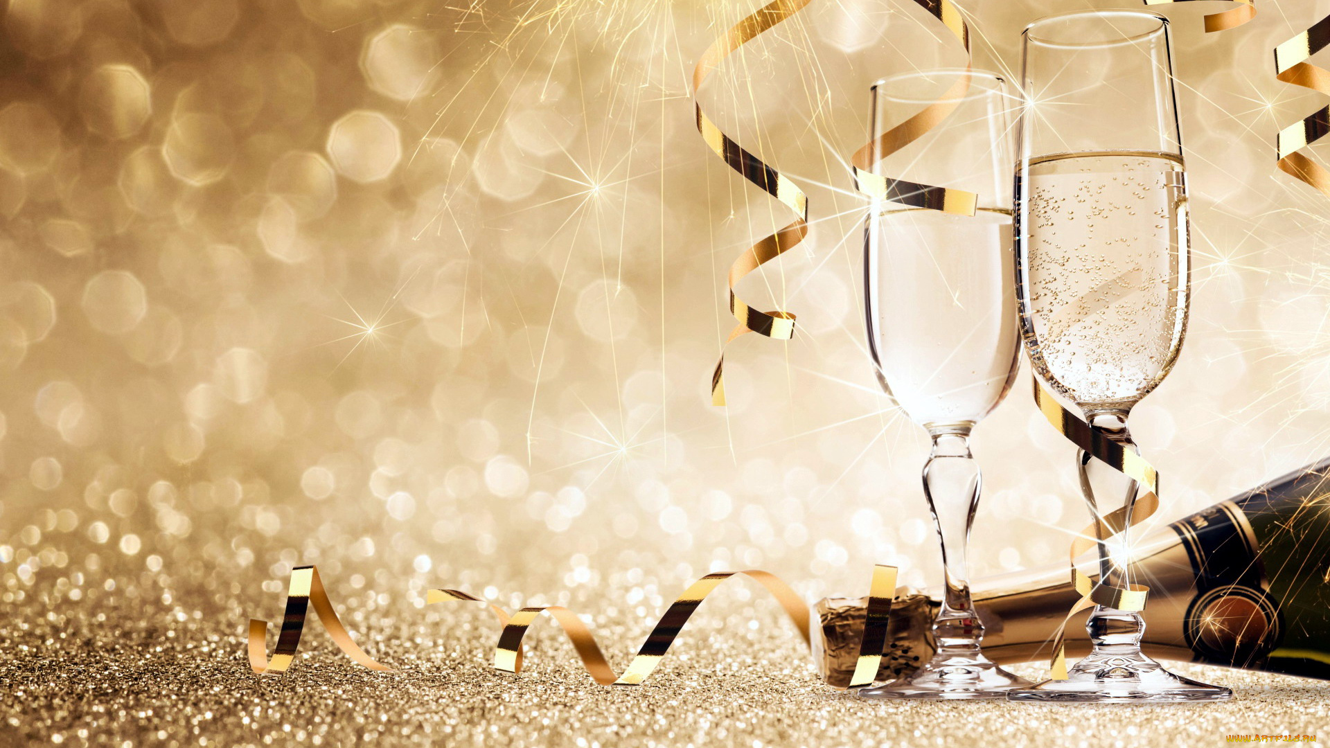 праздничные, -, разное, , новый, год, бокалы, конфетти, бутылка