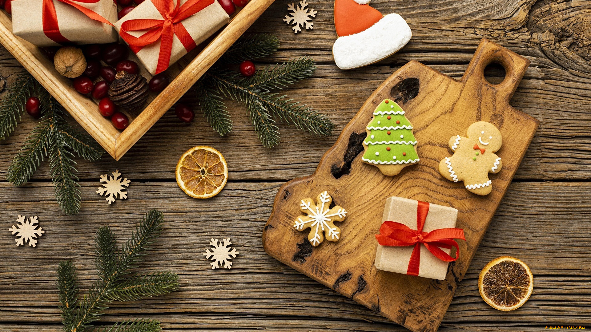 праздничные, -, разное, , новый, год, подарки, снежинки, пряники