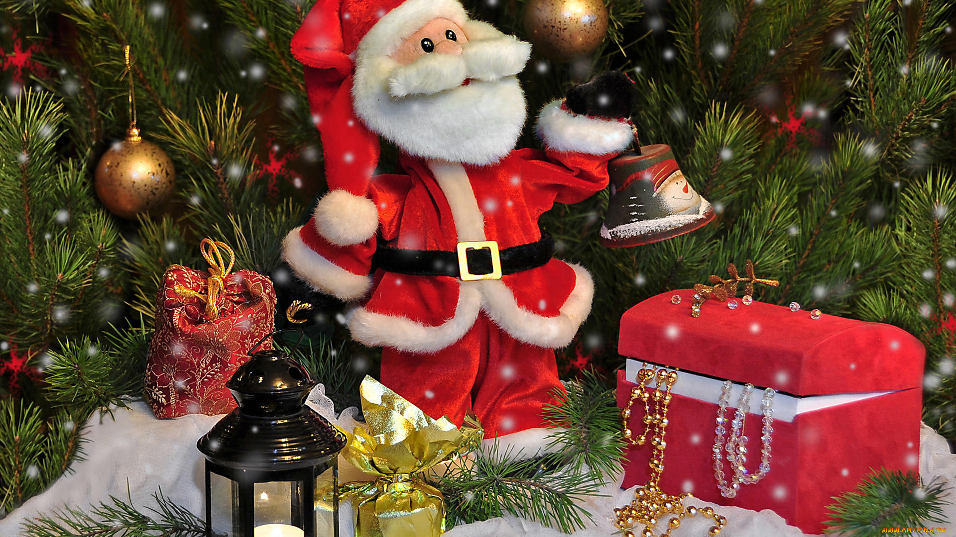 праздничные, дед, мороз, , санта, клаус, сундучок, бусы, санта, елка