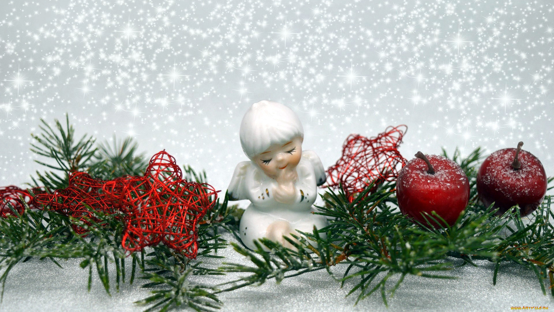 праздничные, фигурки, снег, фигурка, ангел