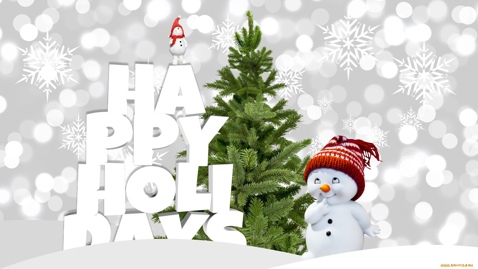 праздничные, снеговики, елка, надпись