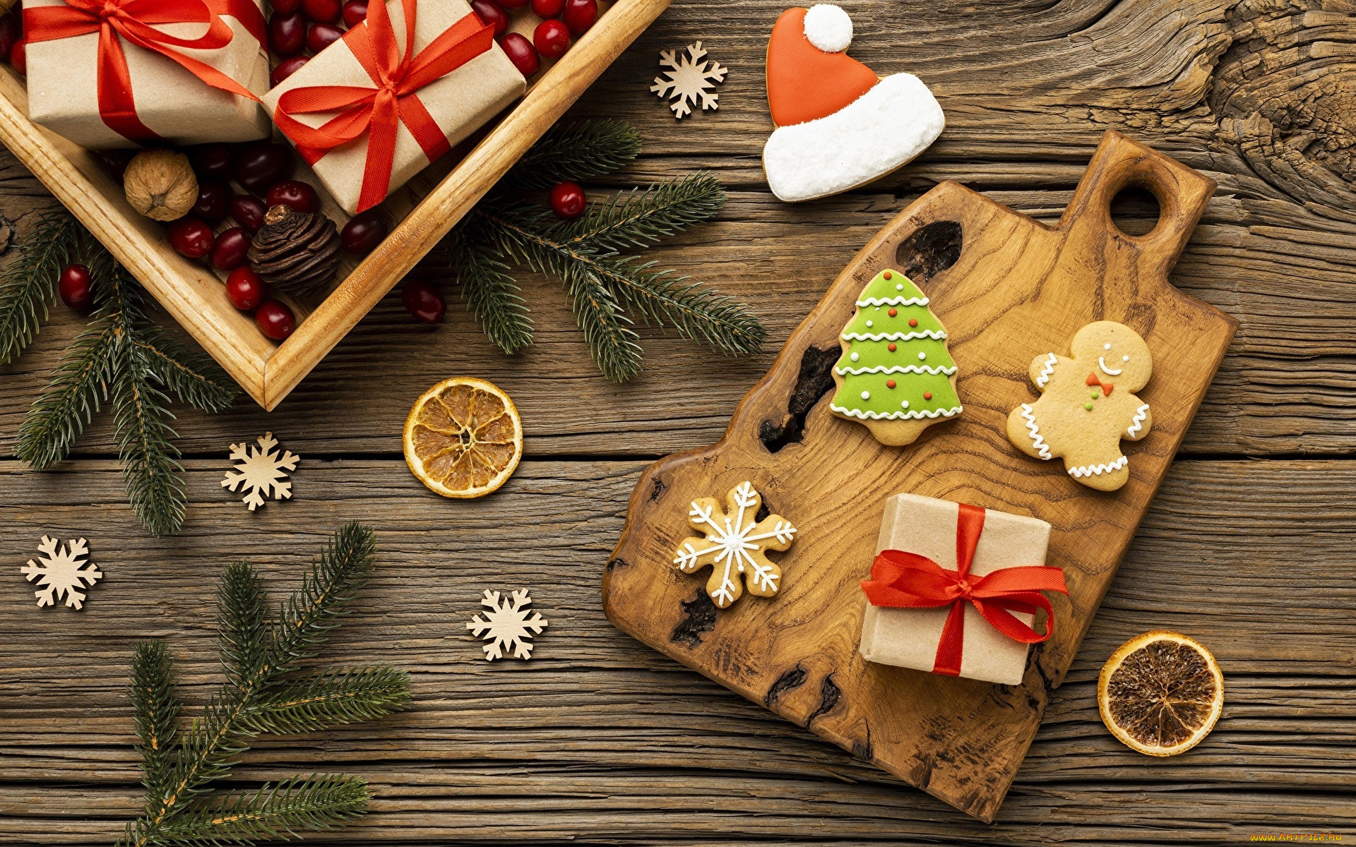 праздничные, -, разное, , новый, год, подарки, снежинки, пряники